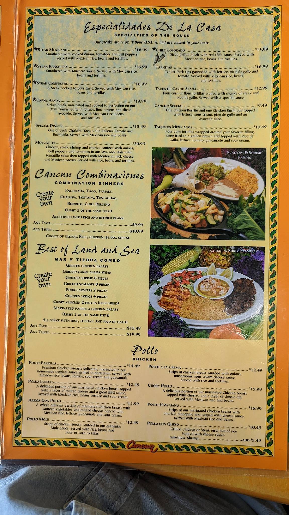Menu at Cancun Mexican Grill & Bar, Sevierville