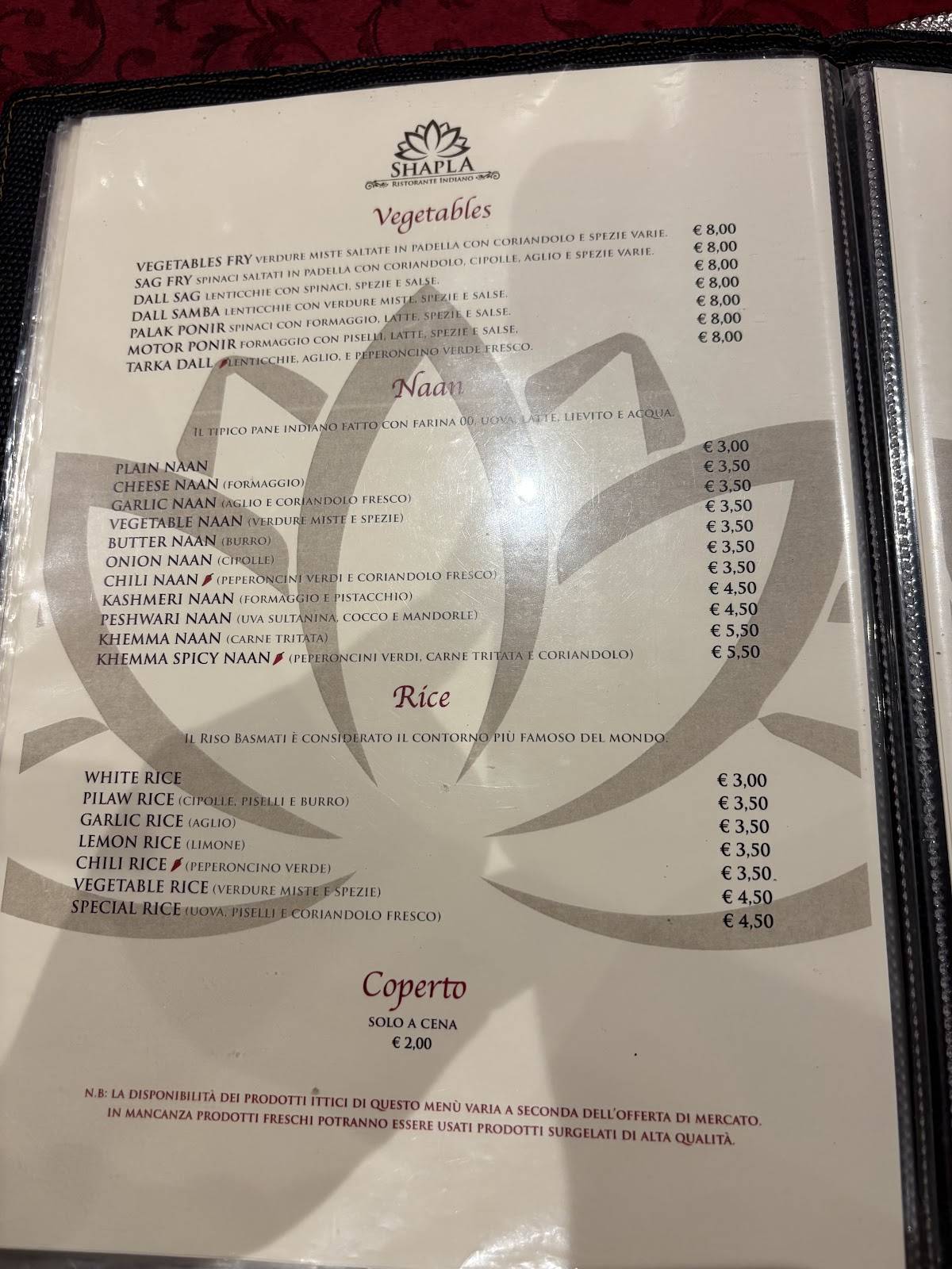Menu di Shapla 