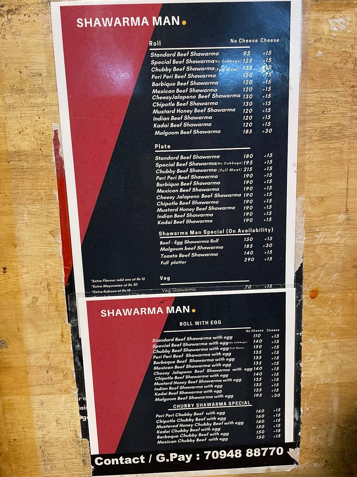 Shawarma Man menu