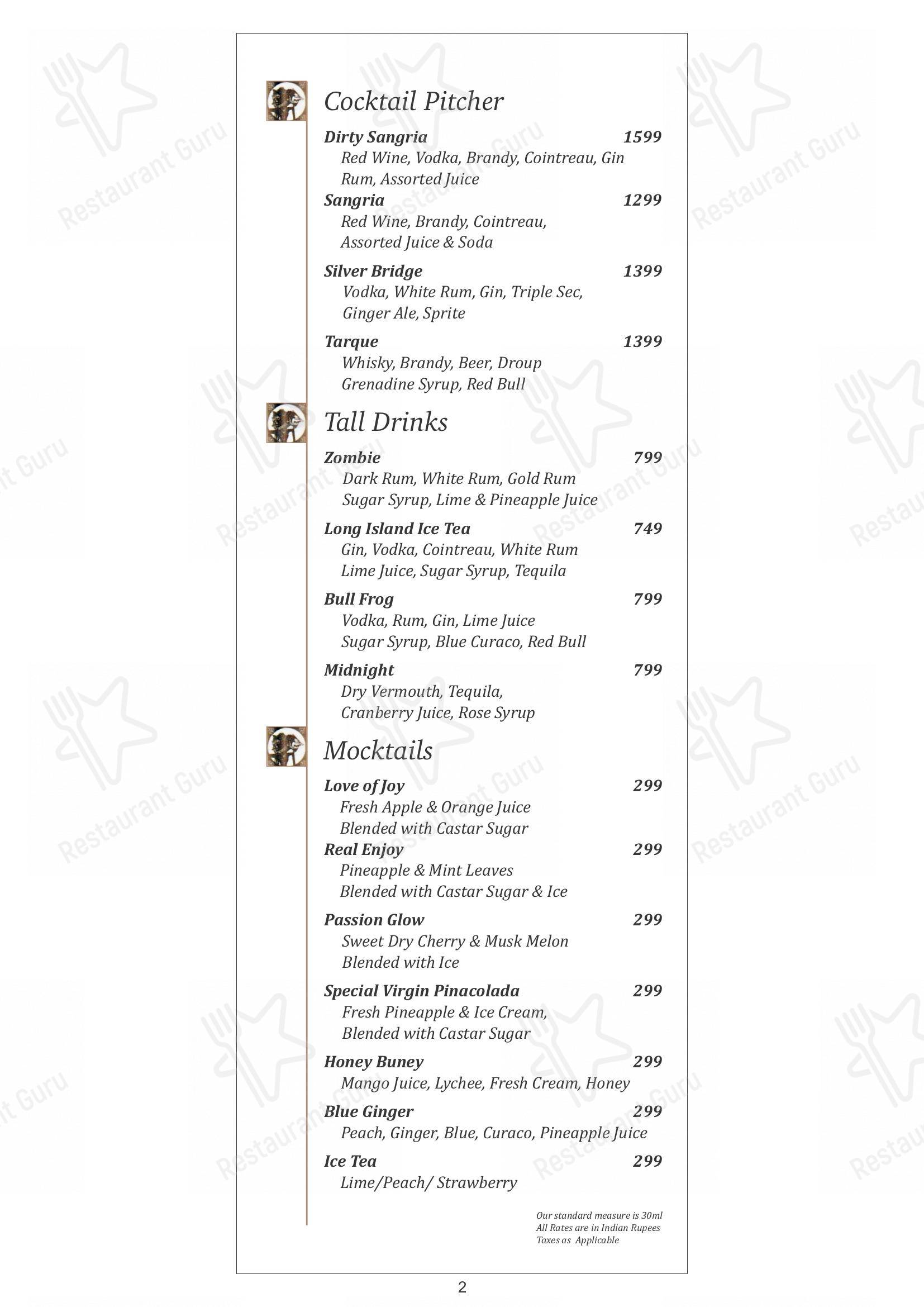 Menu for the Shebestan - Sterlings Mac restaurant