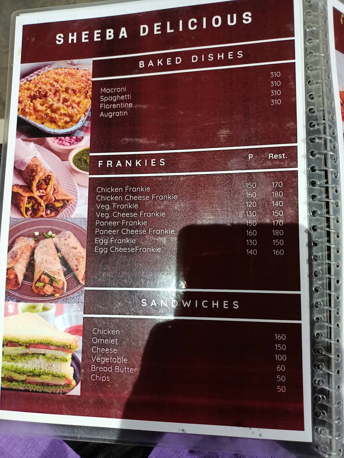 Sheeba Delicious menu