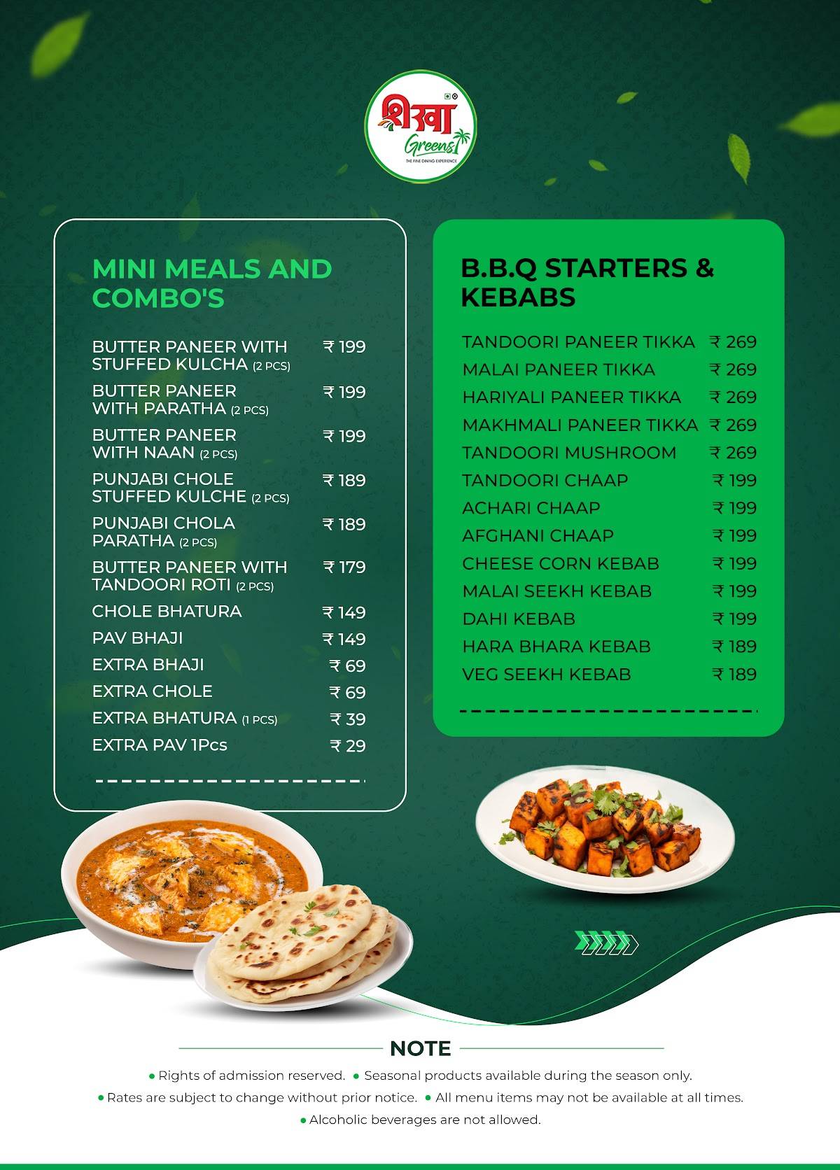 Shikha Greens Bhopal menu
