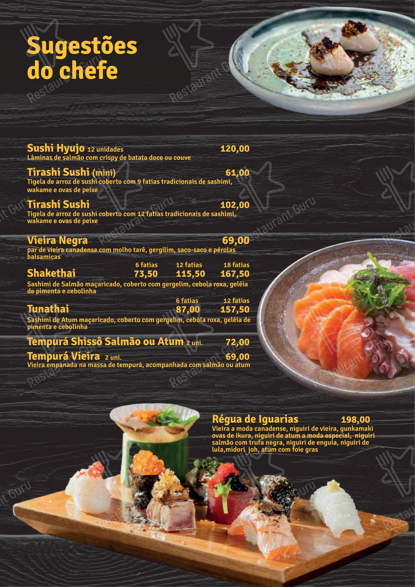 Menu para Shinryu em Atibaia