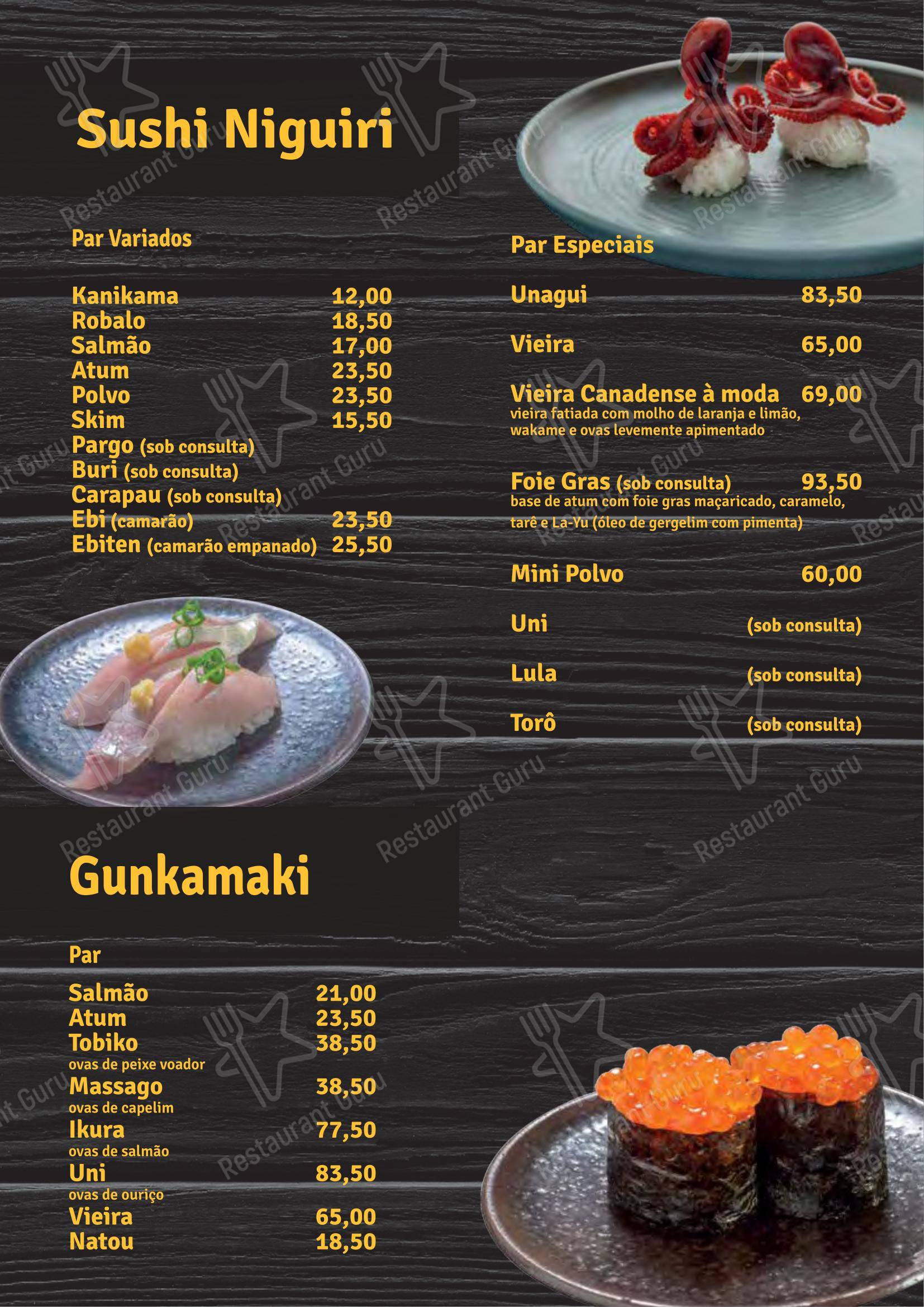 Menu para Shinryu em Atibaia