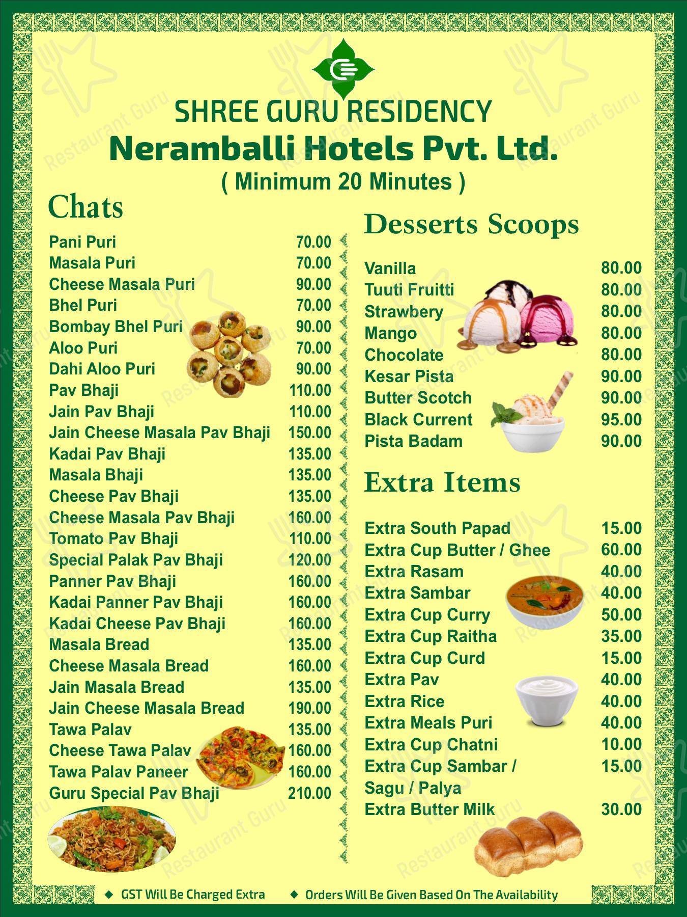 Shree Guru Residency - Menu