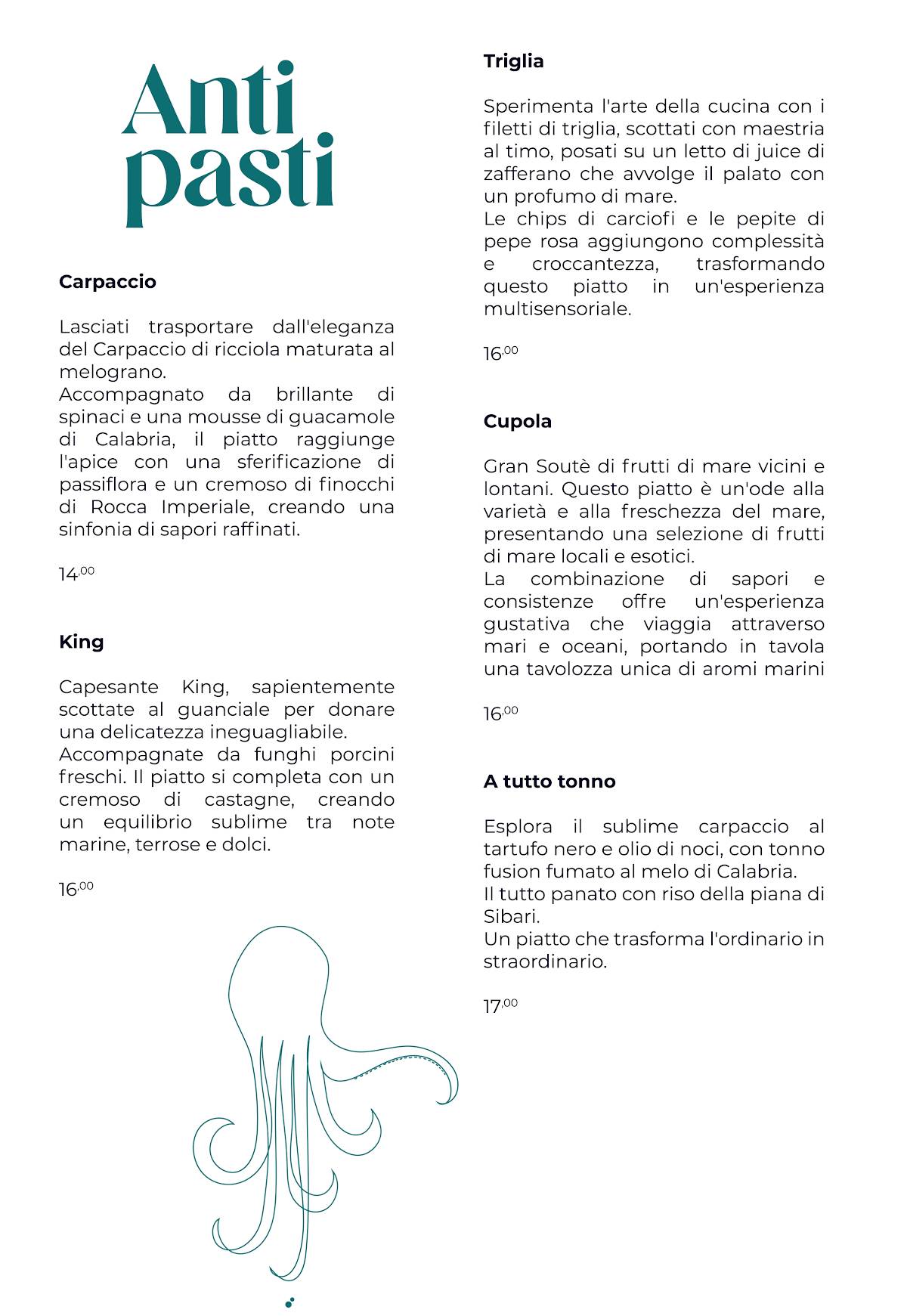 Menu di Simposio - Mare e Vini 