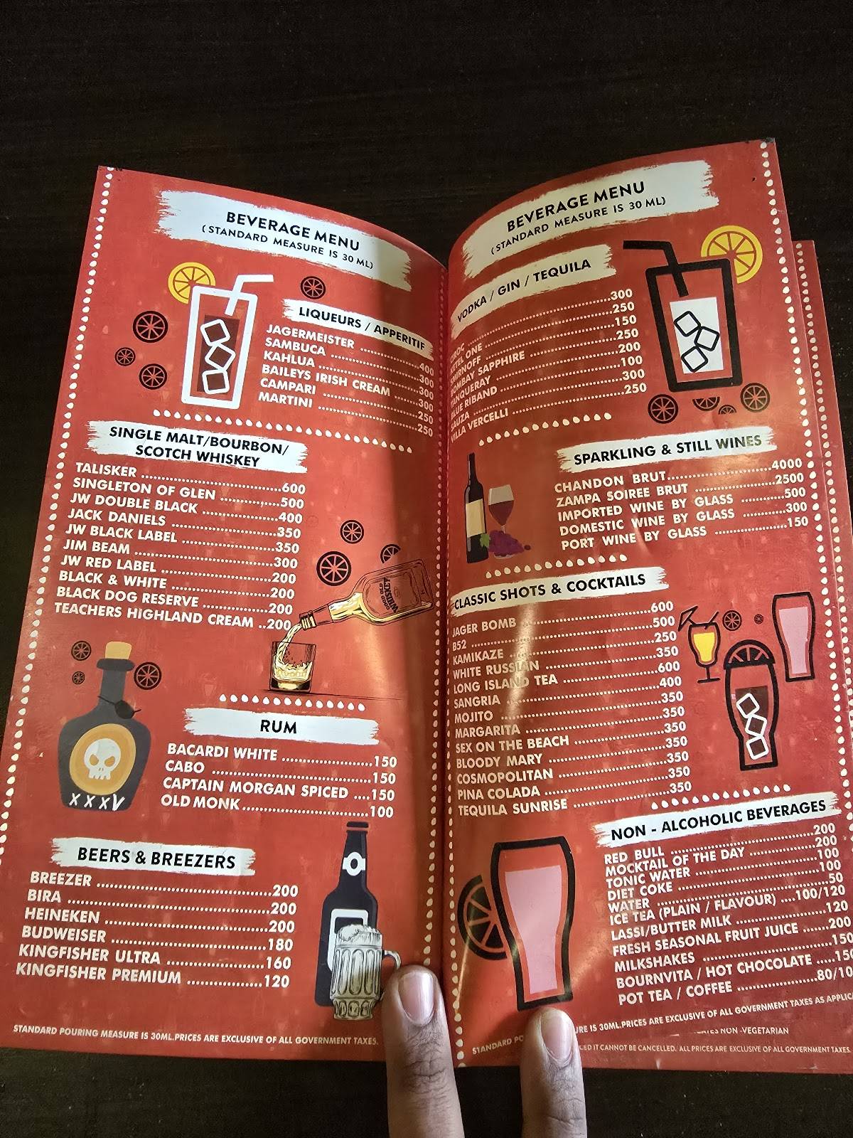 Sinq Beach Resort menu