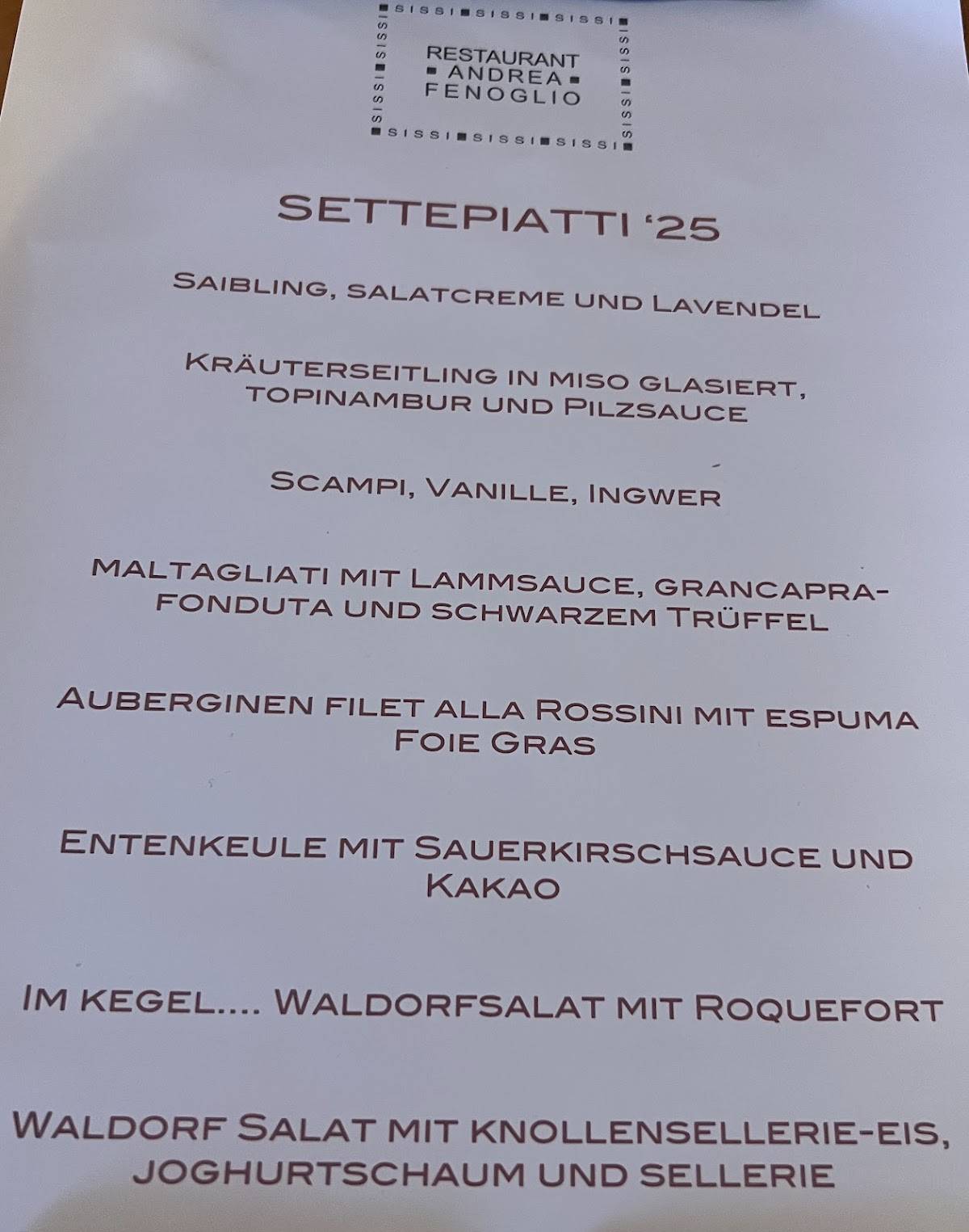 Menu di Sissi 