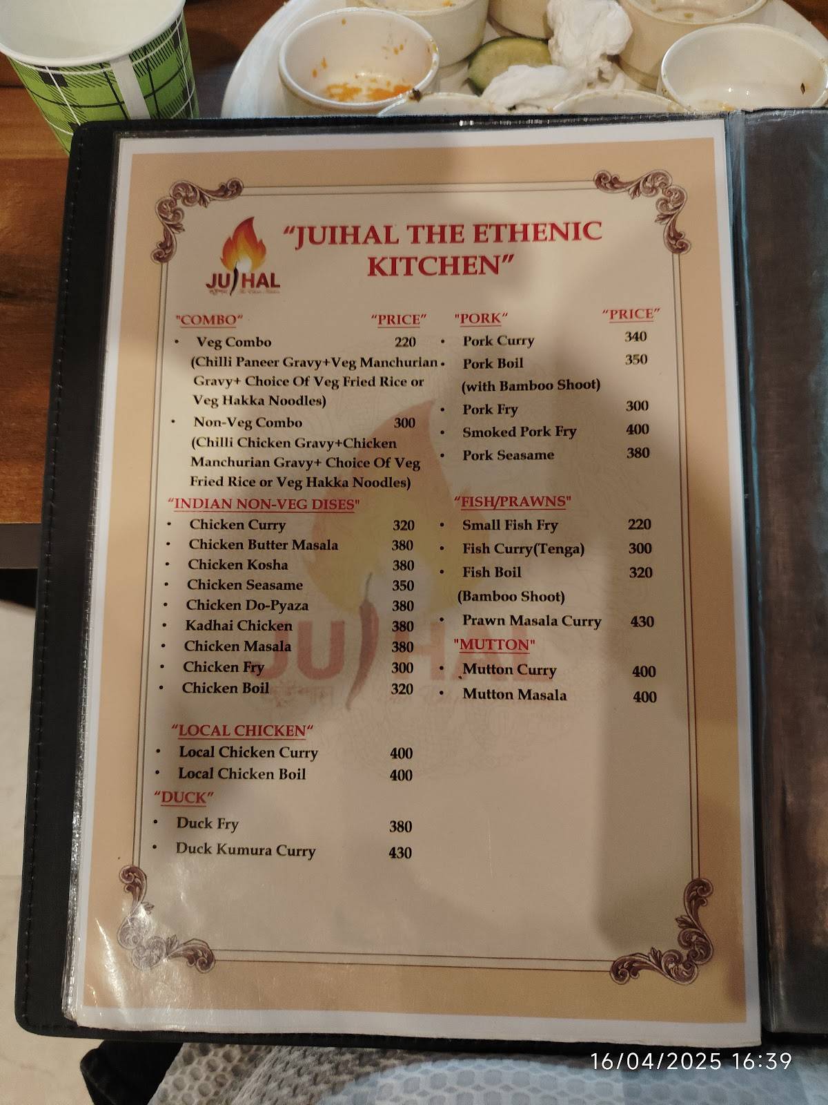 Juihal. The Ethnic Kitchen menu