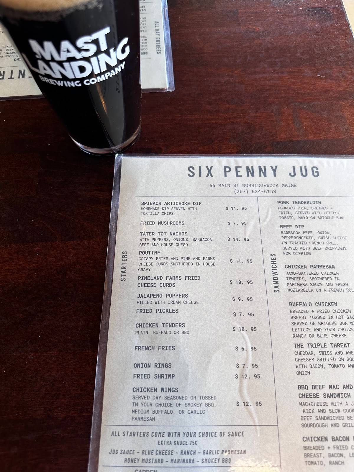 Menu At Six Penny Jug Pub Bar Norridgewock   Menu Six Penny Jug 