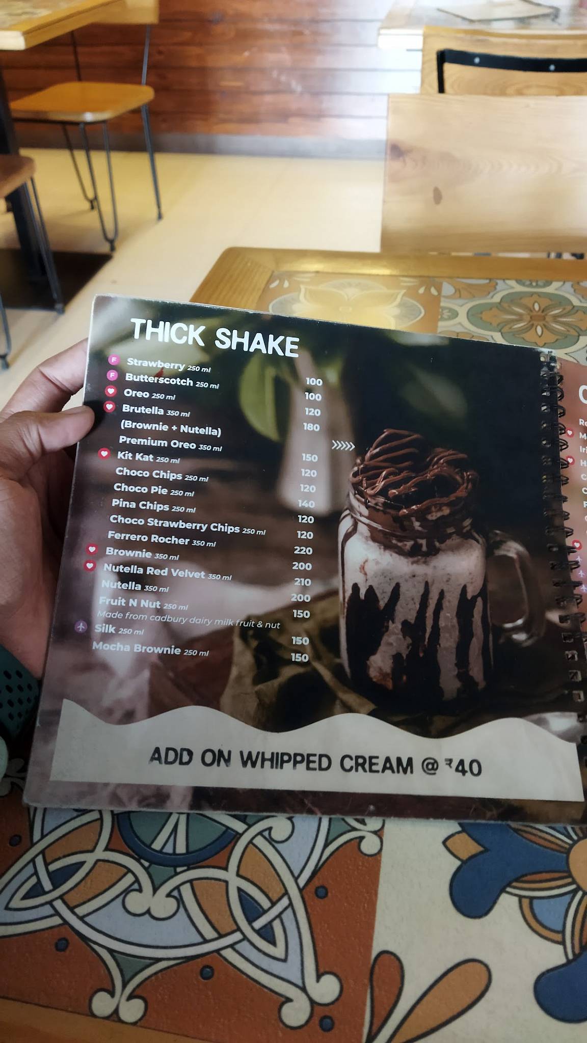 Size Zero Cafe menu