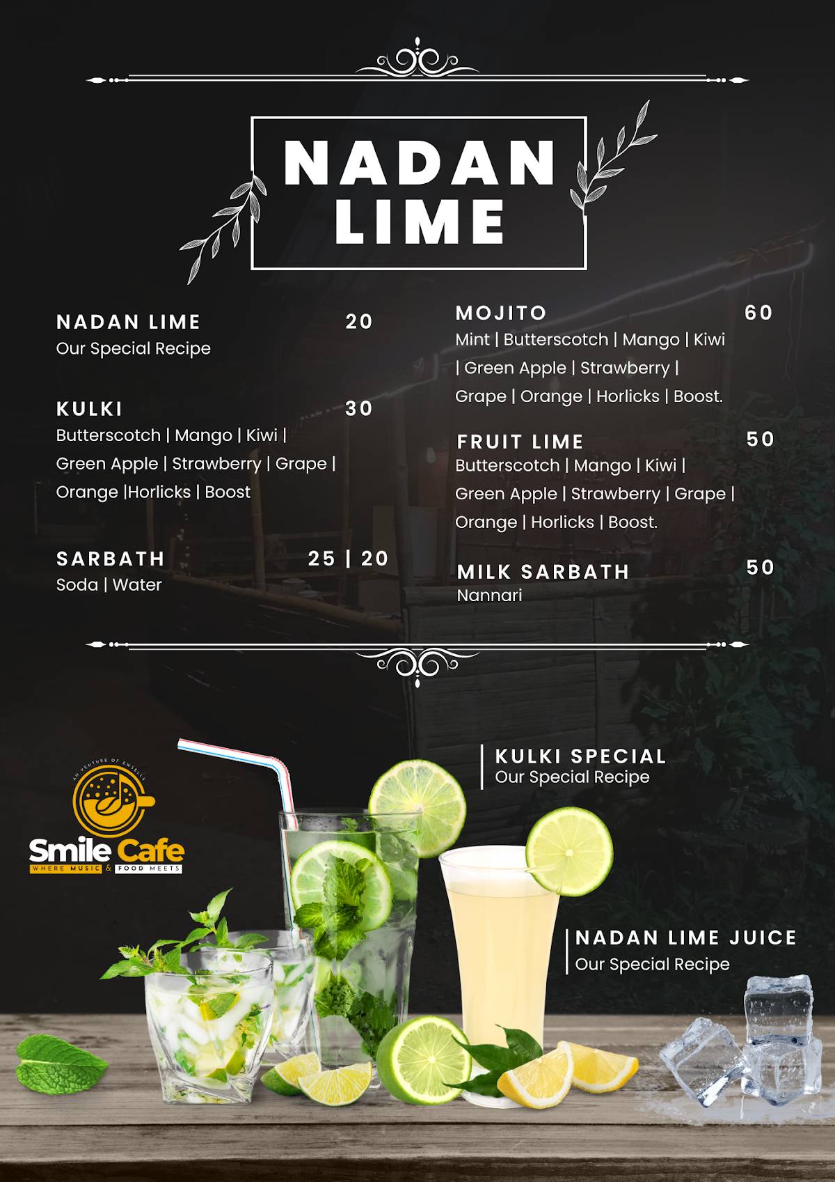 Smile Community Kitchen Smile Music & Food Cafe menu
