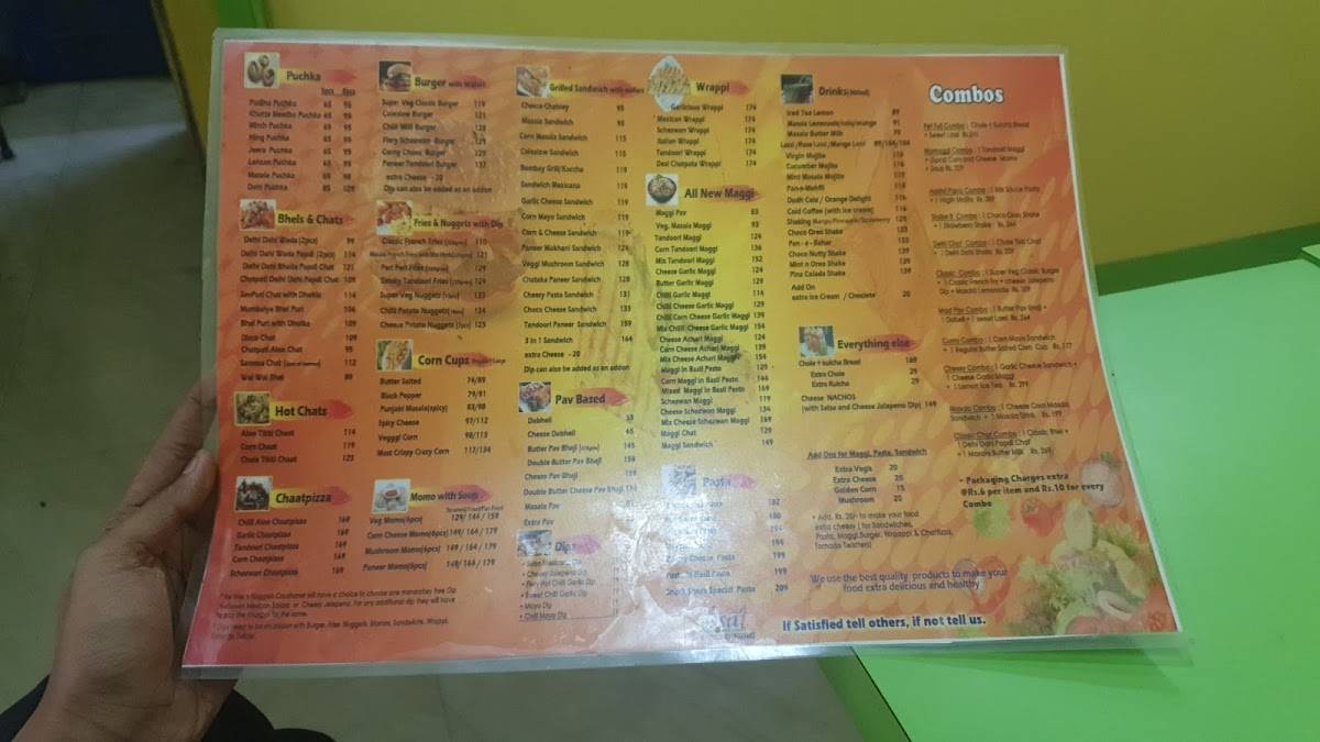 Snack Shack menu