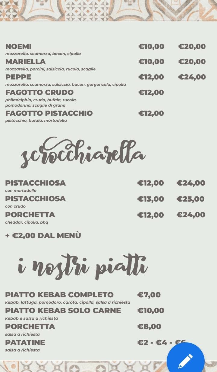 Menu di SnackInOut 