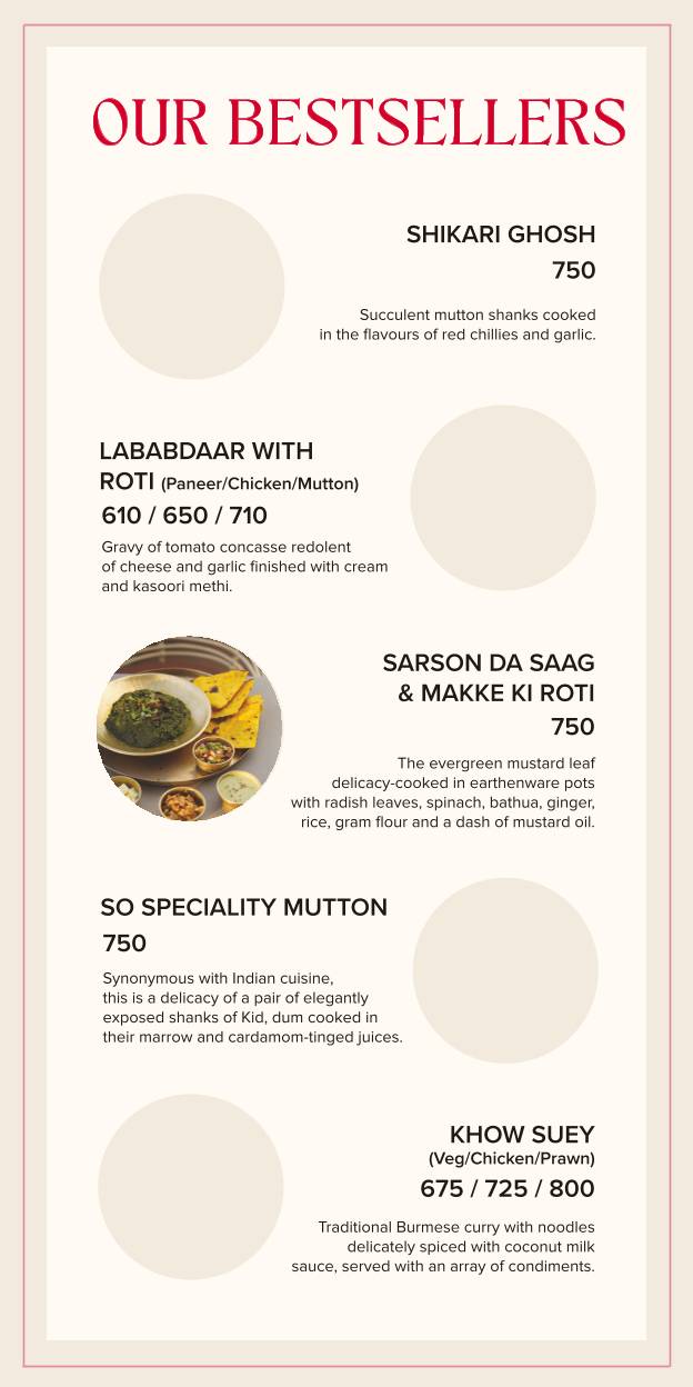 So The Sky Kitchen menu