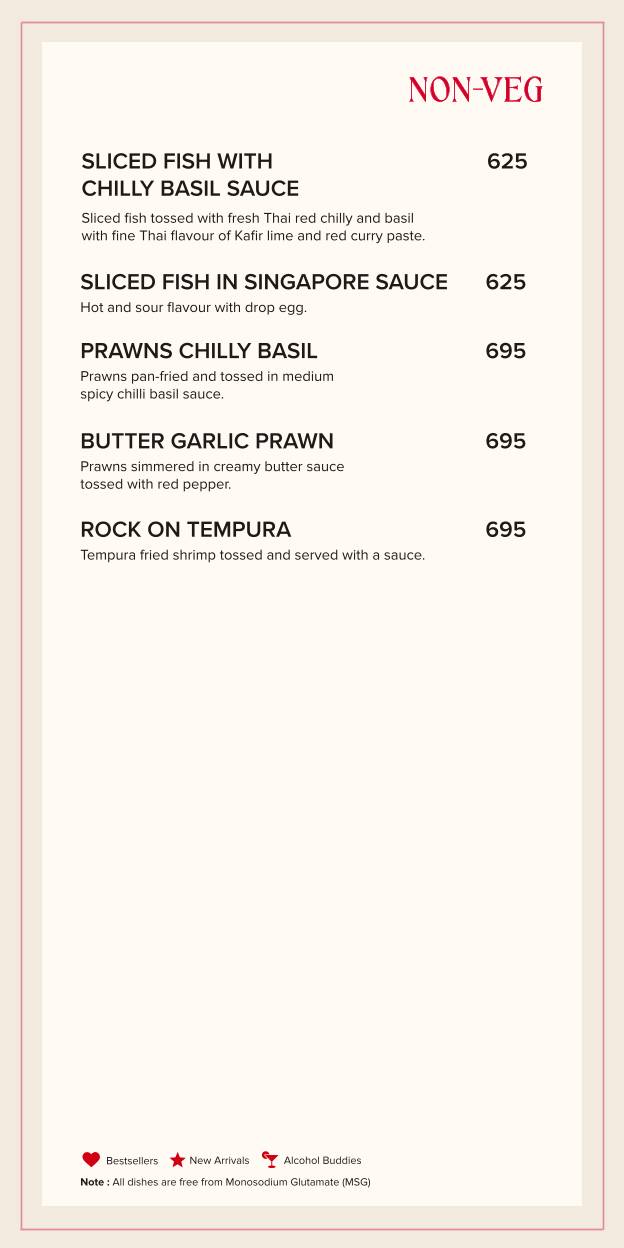 So The Sky Kitchen menu