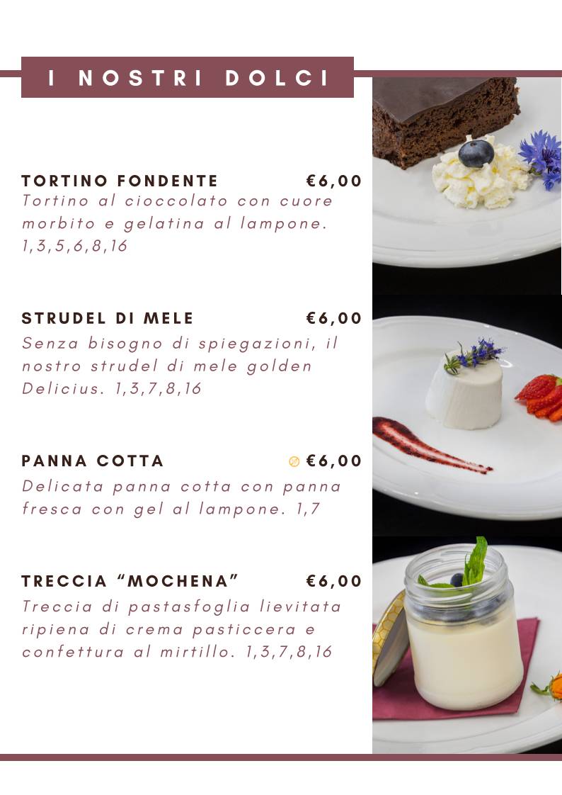Menu di Solarium Predaia 