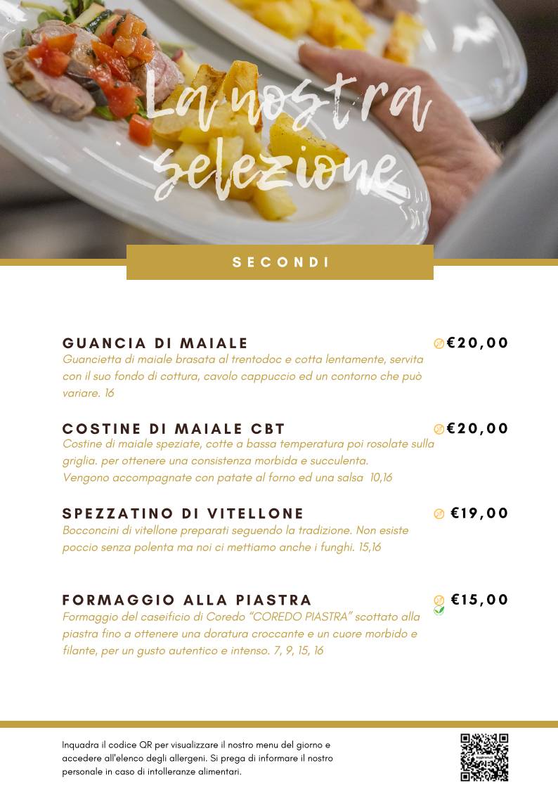 Menu di Solarium Predaia 