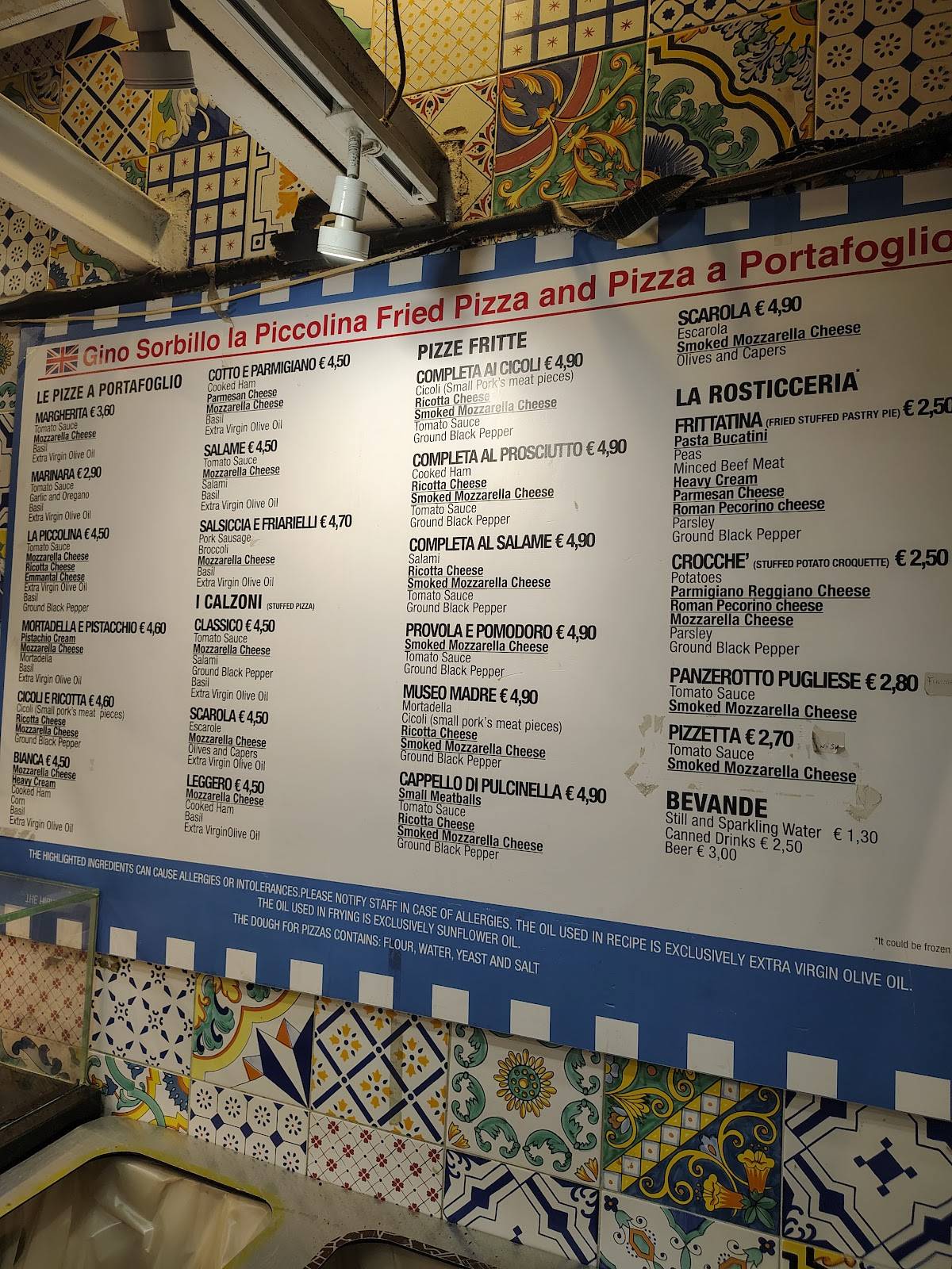 Menu di Sorbillo Pizza a Portafoglio 