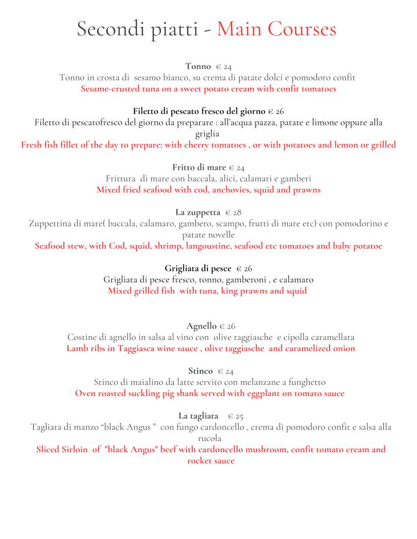 Menu di Accènto Restaurant 