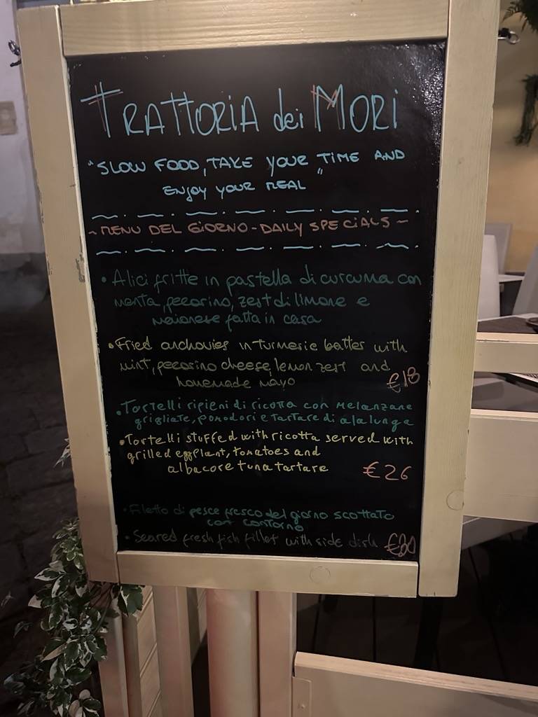Menu di Trattoria dei Mori 