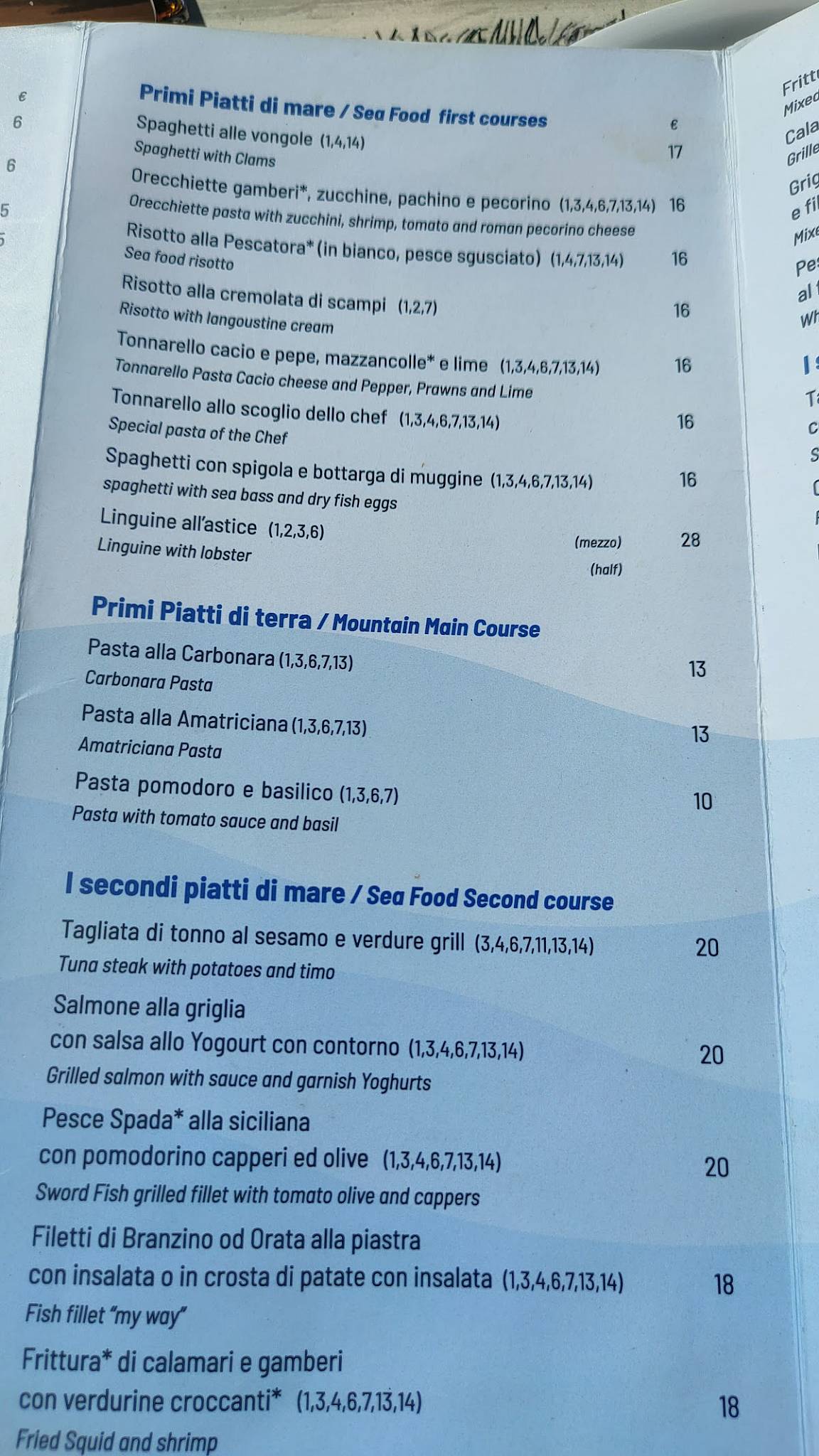 Menu di Soul Kitchen Beach Restaurant 