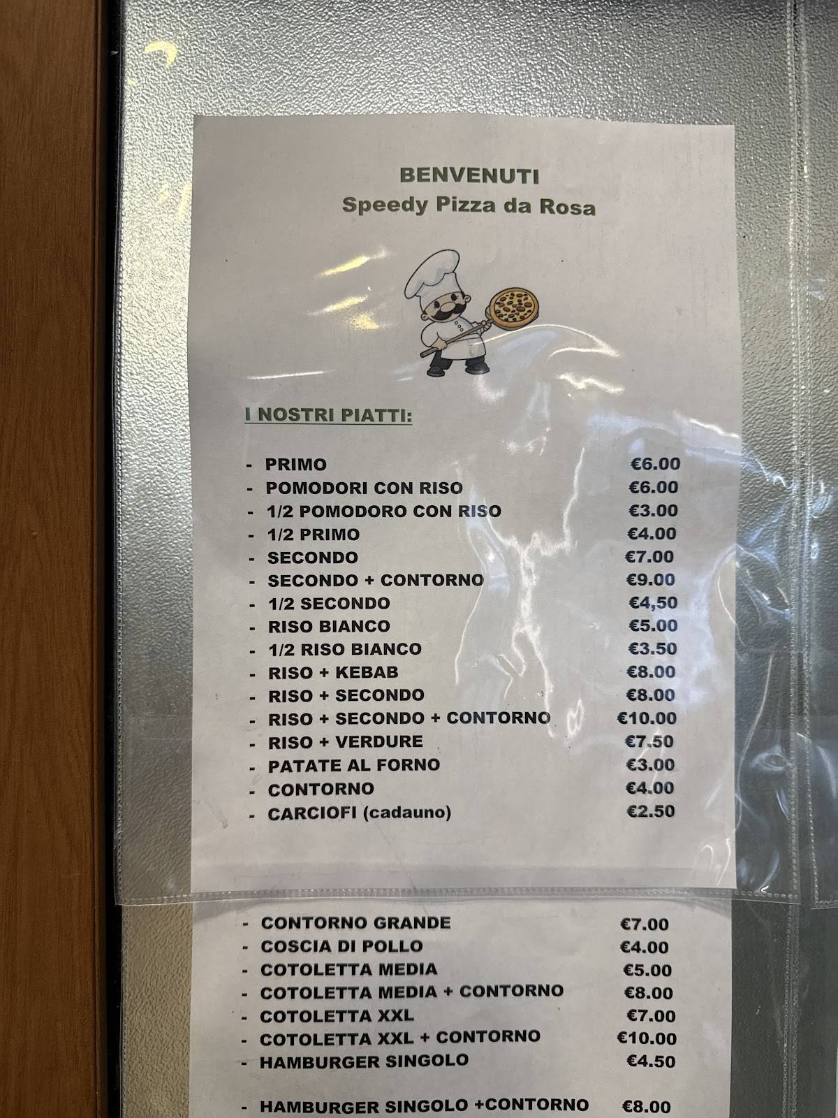 Menu di Speedy Pizza da Rosa 