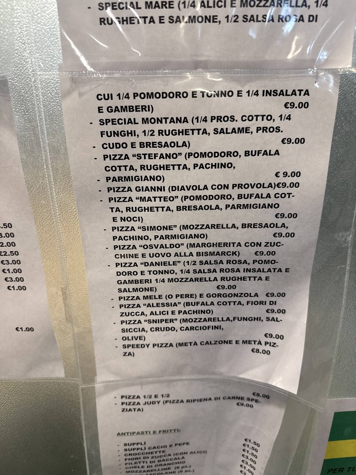 Menu di Speedy Pizza da Rosa 