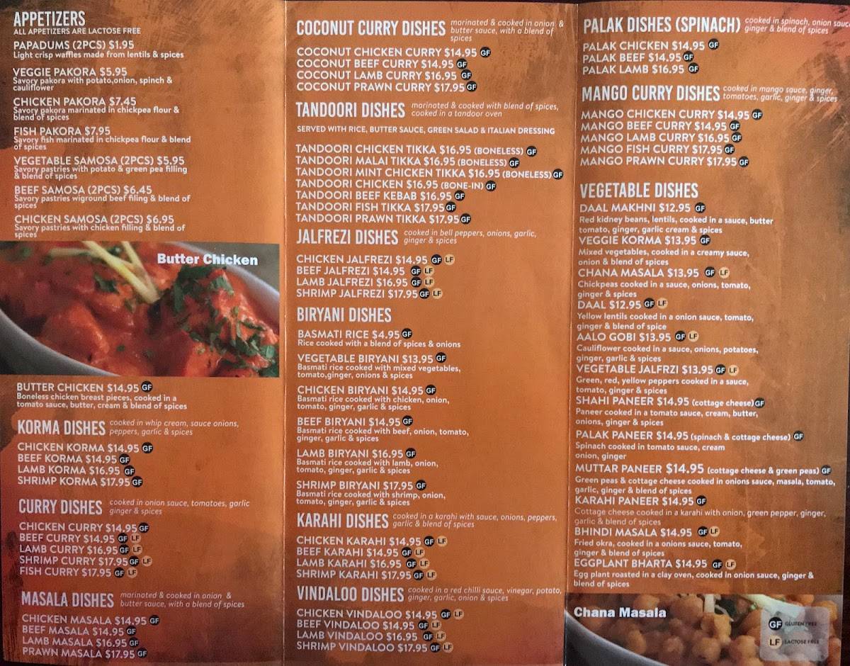 Menu at Spice Hut Indian Cuisine. restaurant, Ladysmith