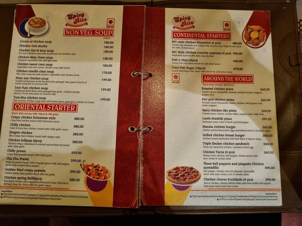 Spicy Bite Multicuisine Restaurant menu