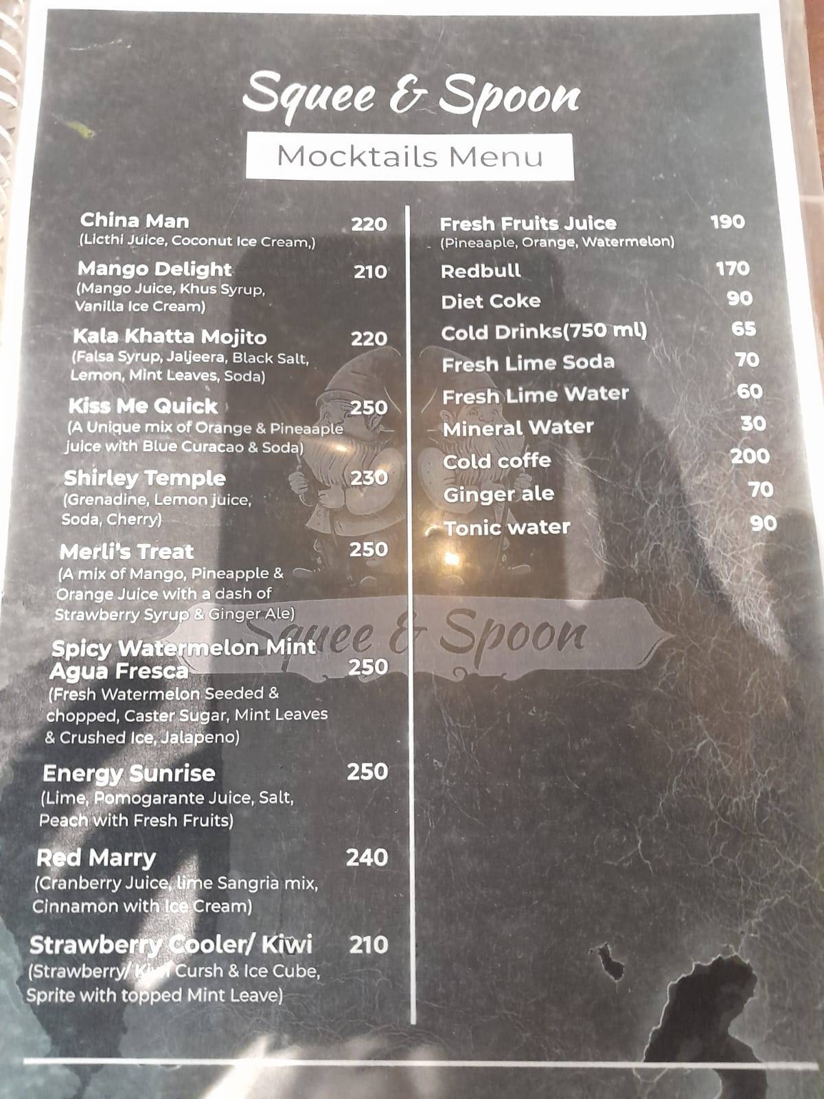 Squee & Spoon menu