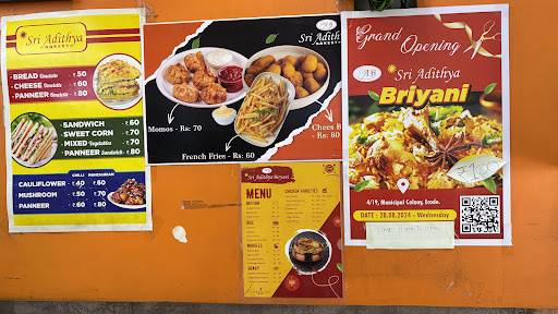 Sri Adithya Bake menu