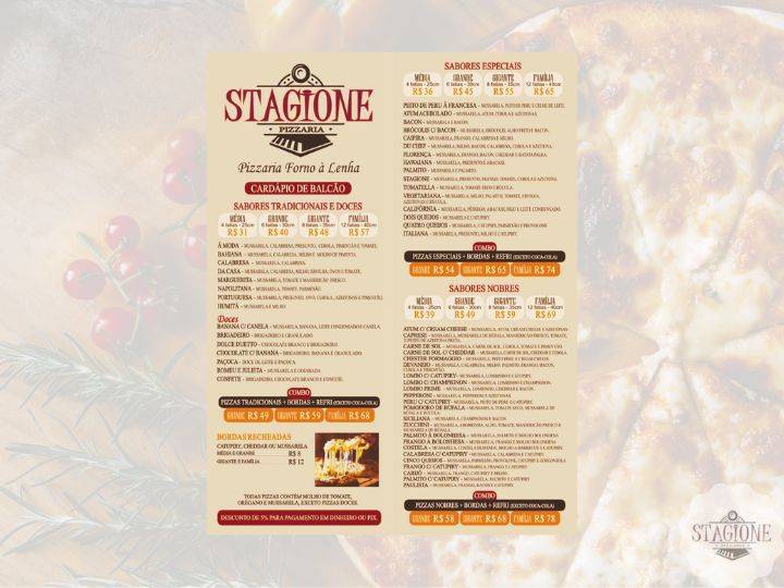 Stagione Pizzaria cardápio