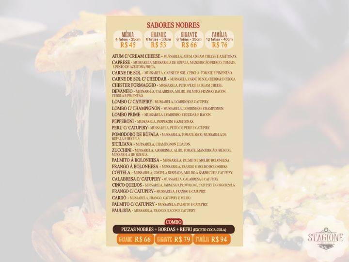 Stagione Pizzaria cardápio