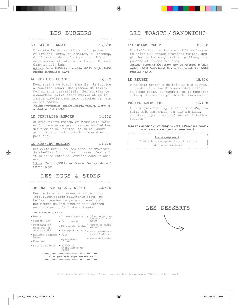 Menu de Station Service Cathédrale