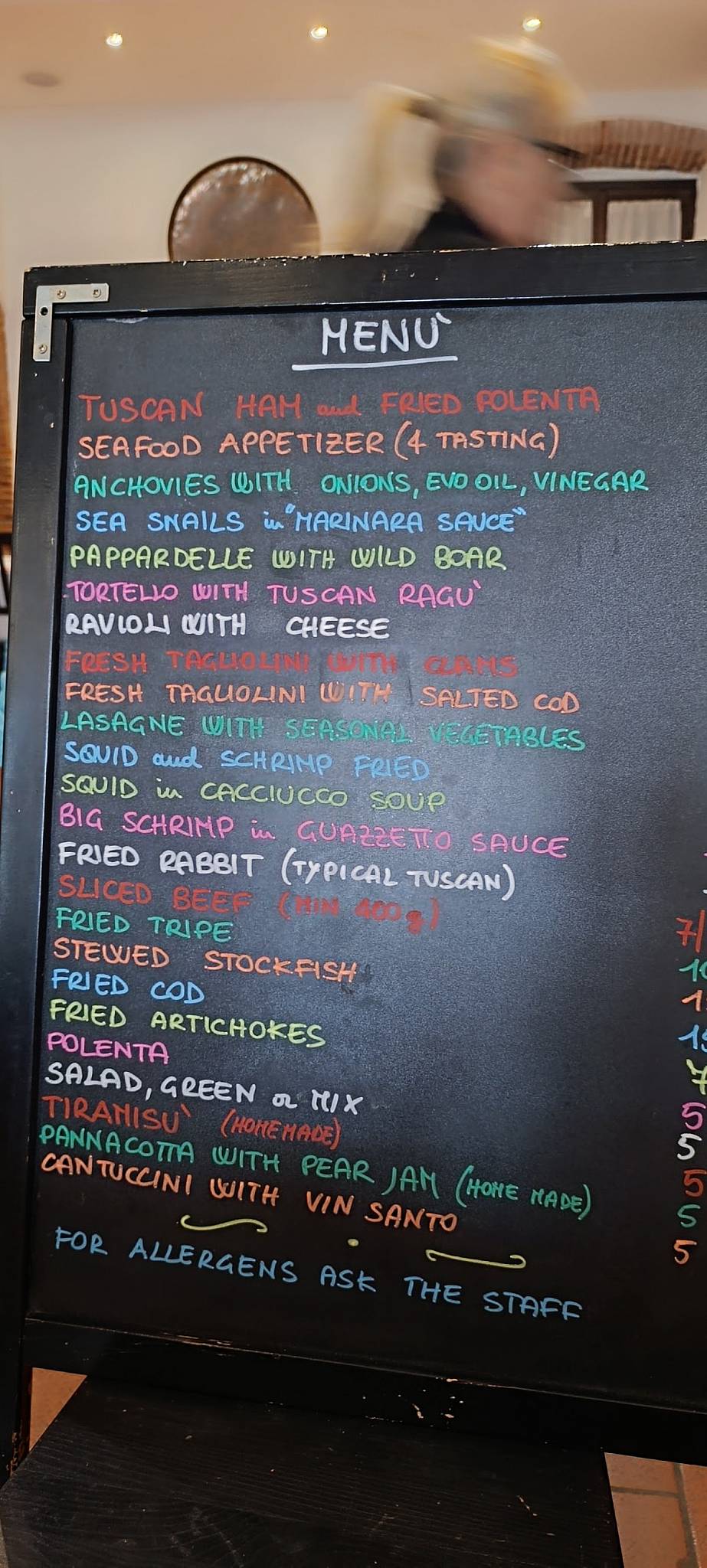 Menu di Al Fosso Reale 