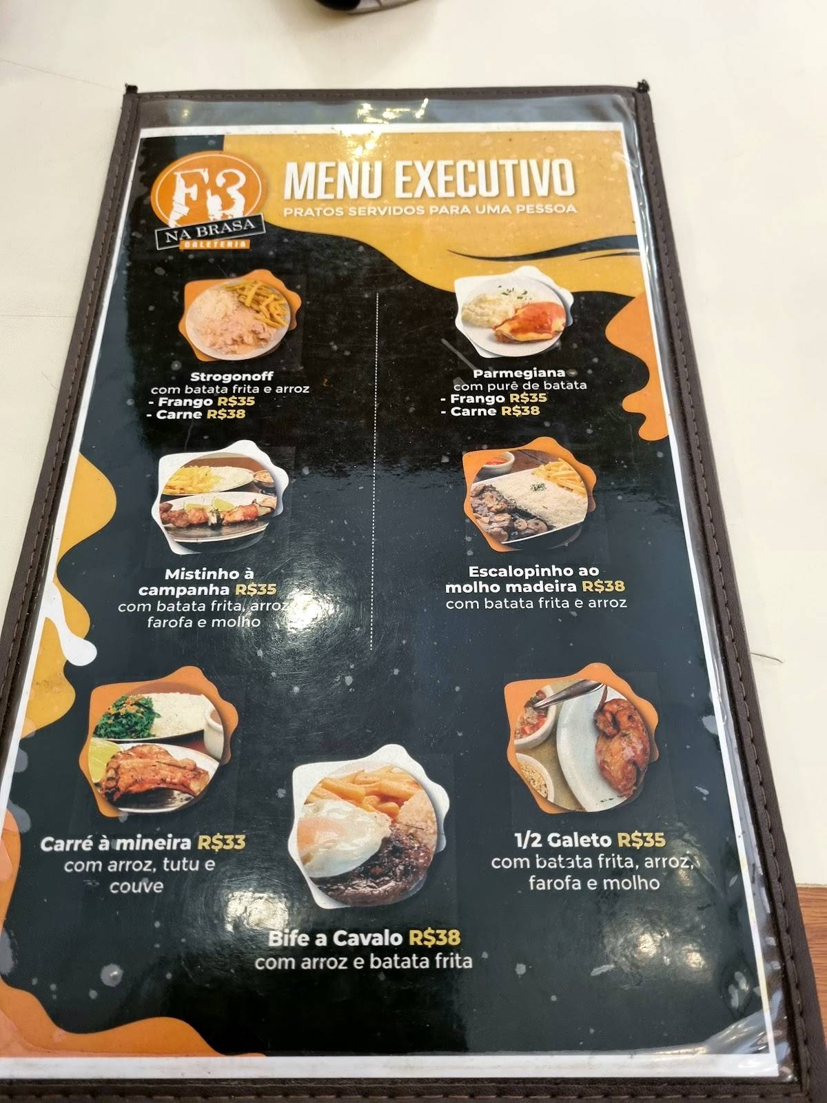 F3 na Brasa Galeteria cardápio