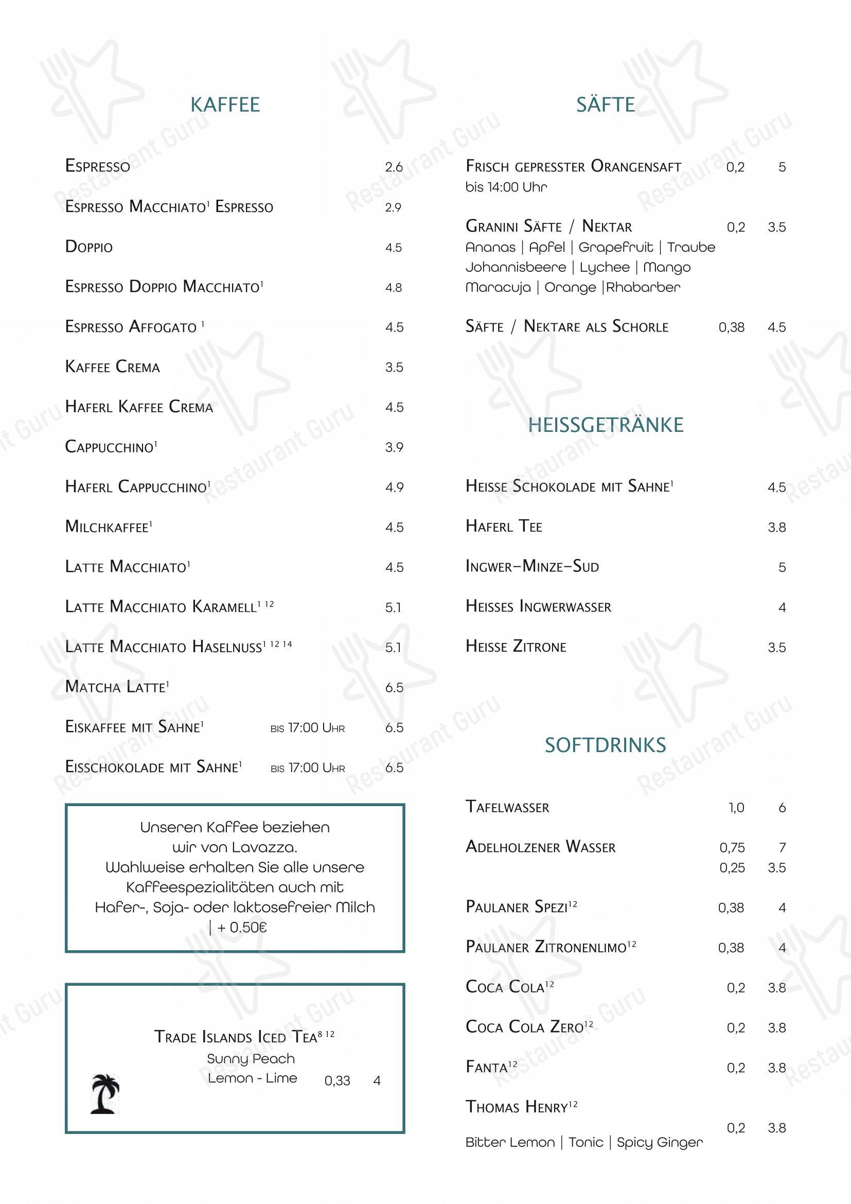 Основное меню pour Strandhouse Starnberg restaurant
