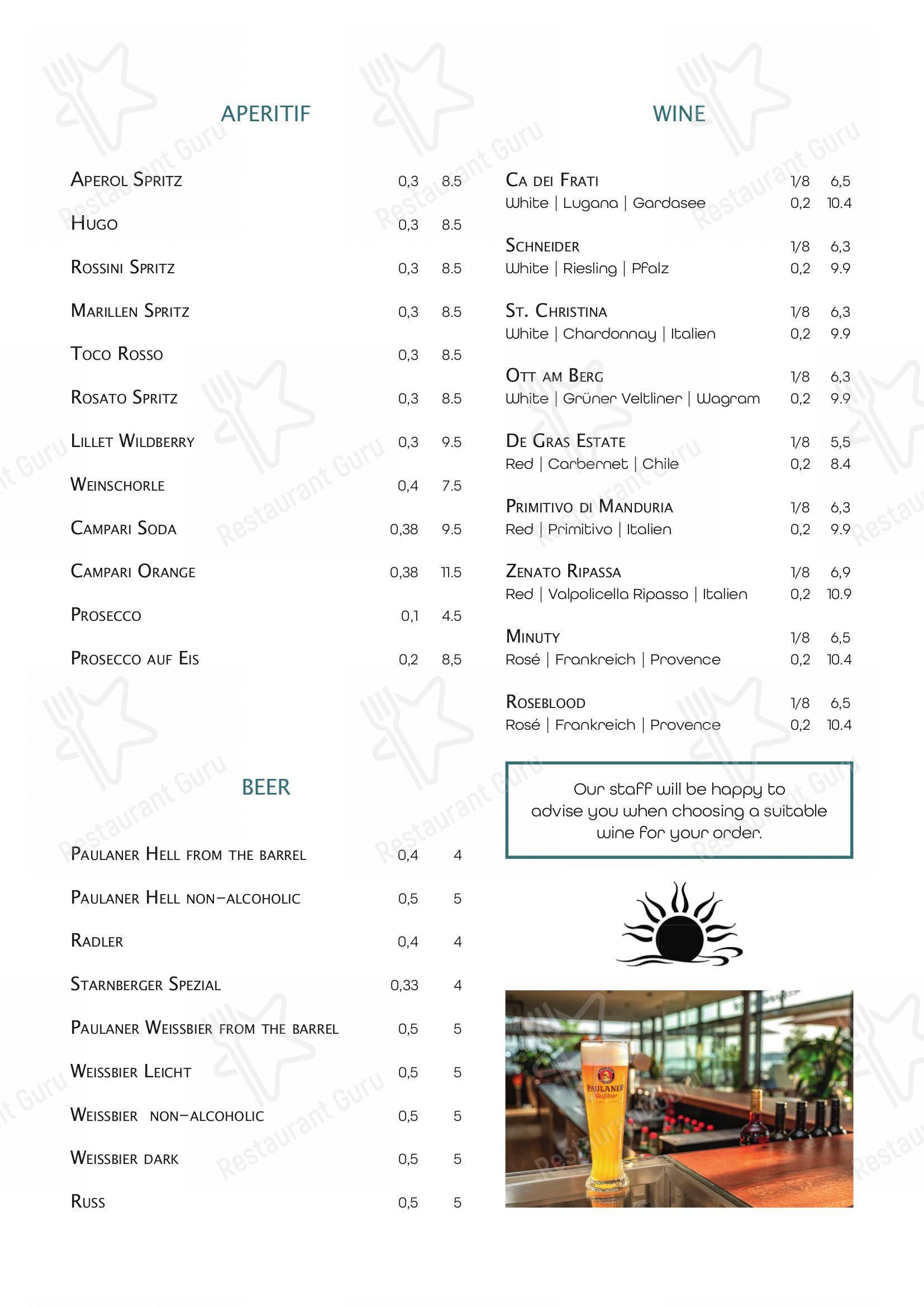 Menu bar pour Strandhouse Starnberg restaurant