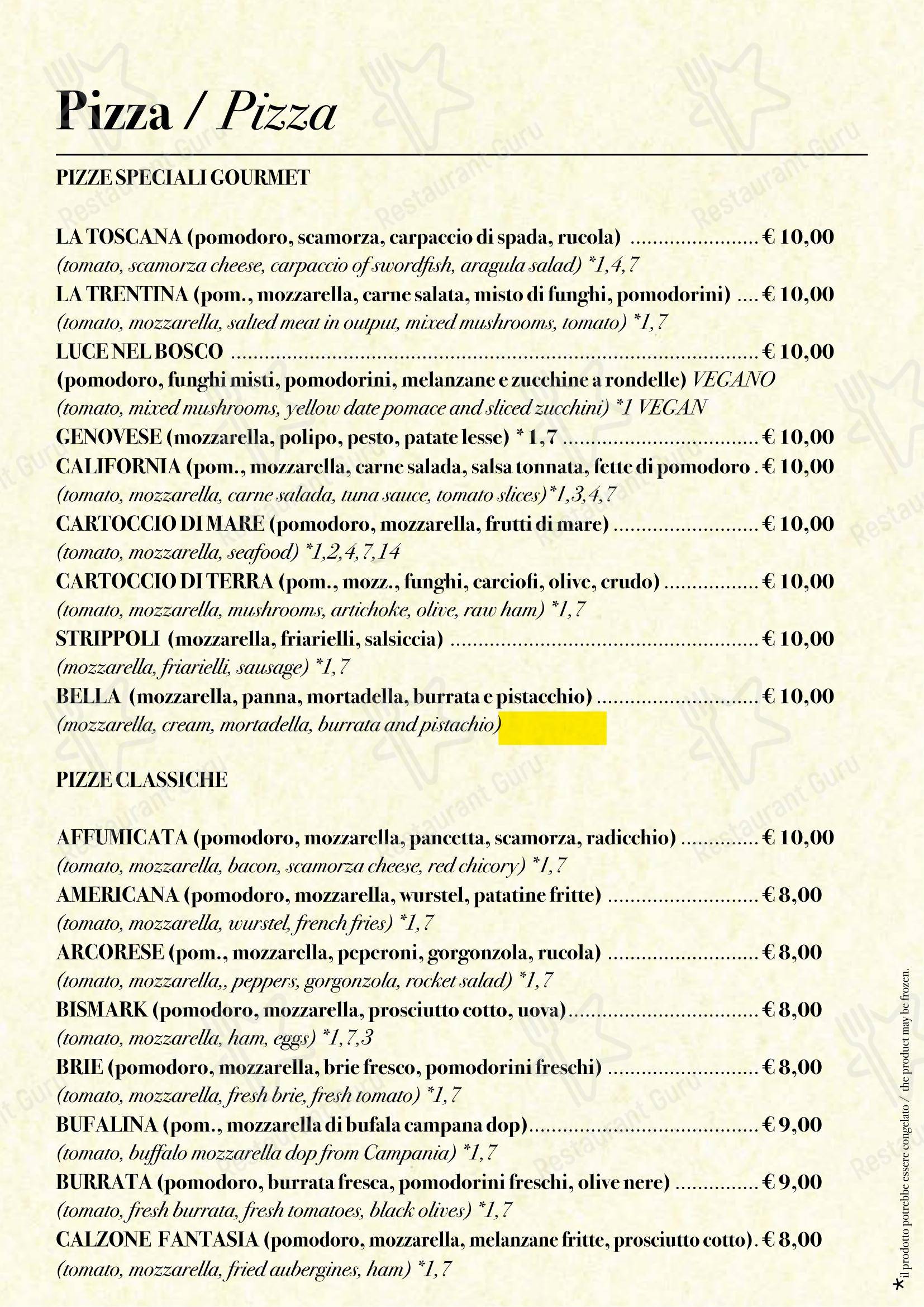 Menu di Strippoli Milano - Menu