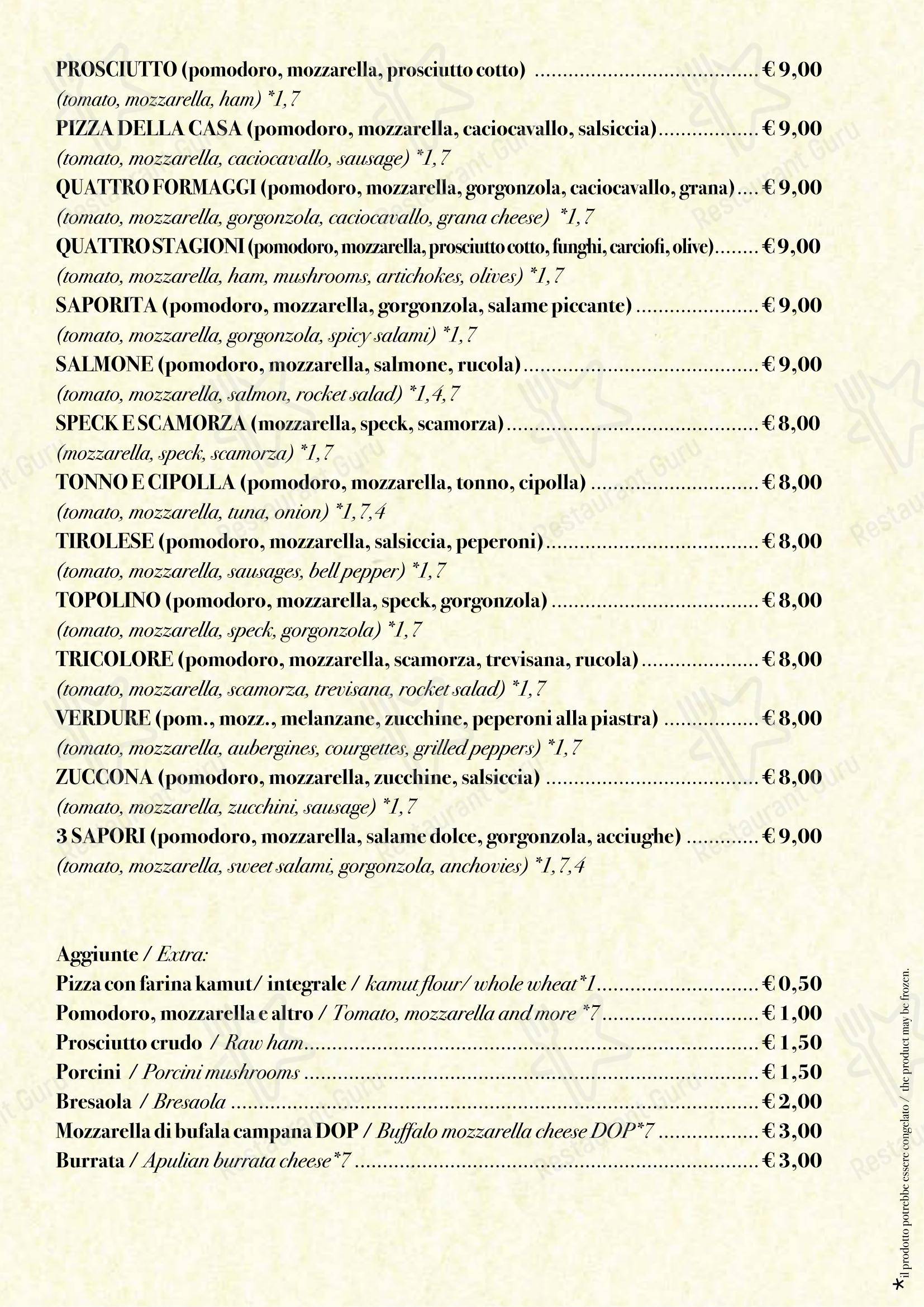 Menu di Strippoli Milano - Menu