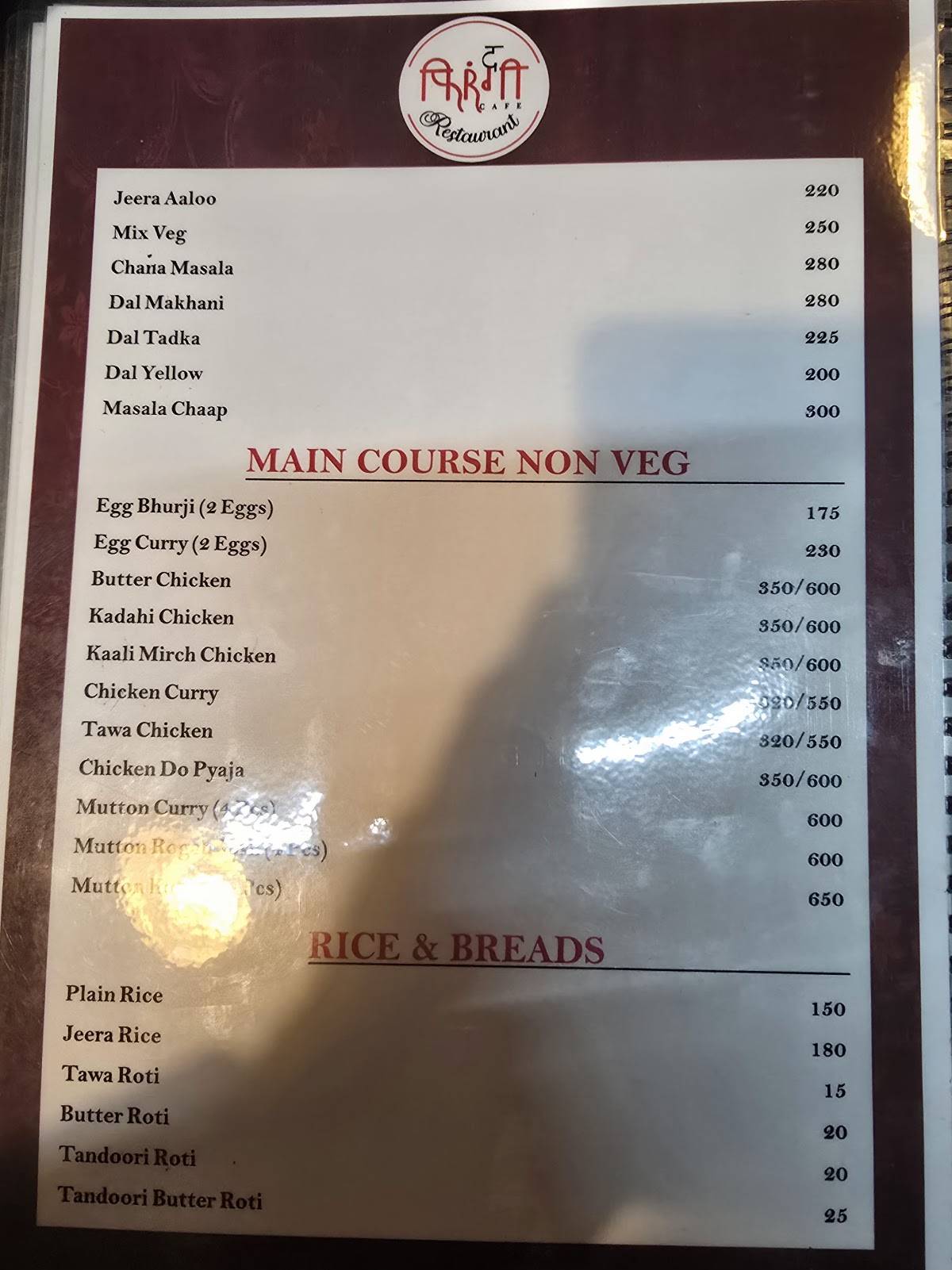 The Firangi Cafe, nainital menu