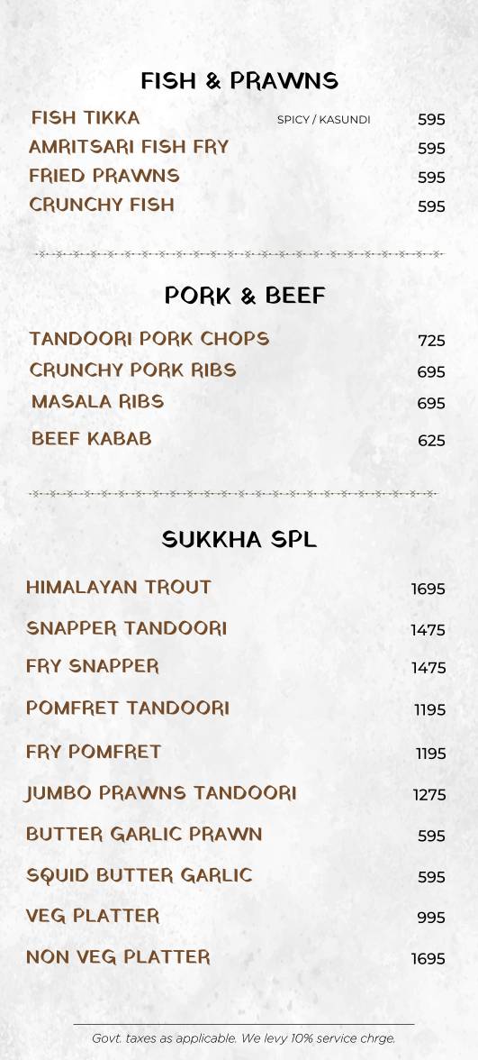 Sukkha menu