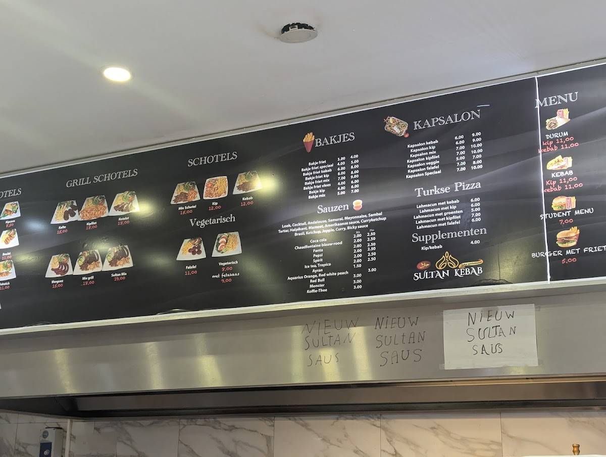 Menu de Sultan Kebab