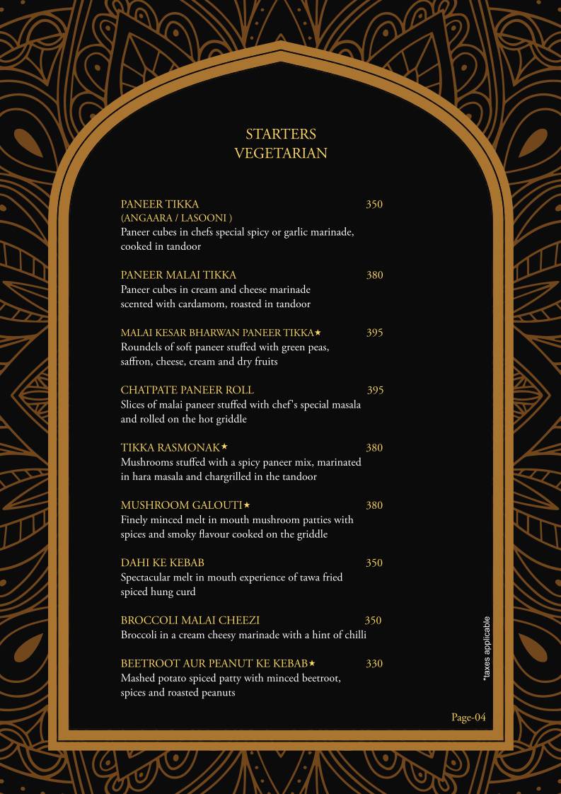 Sultans of Spice menu