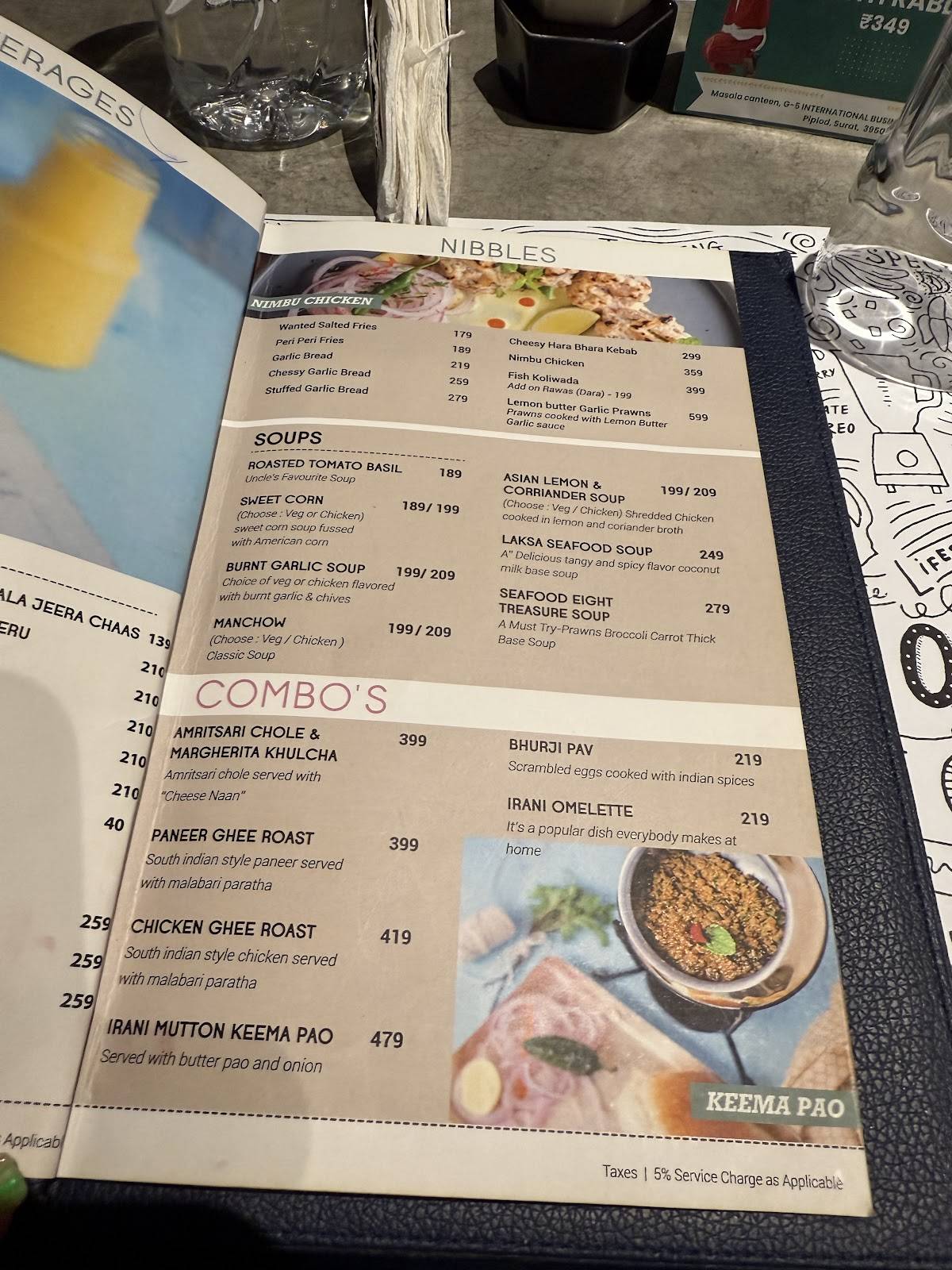 Masala Canteen menu