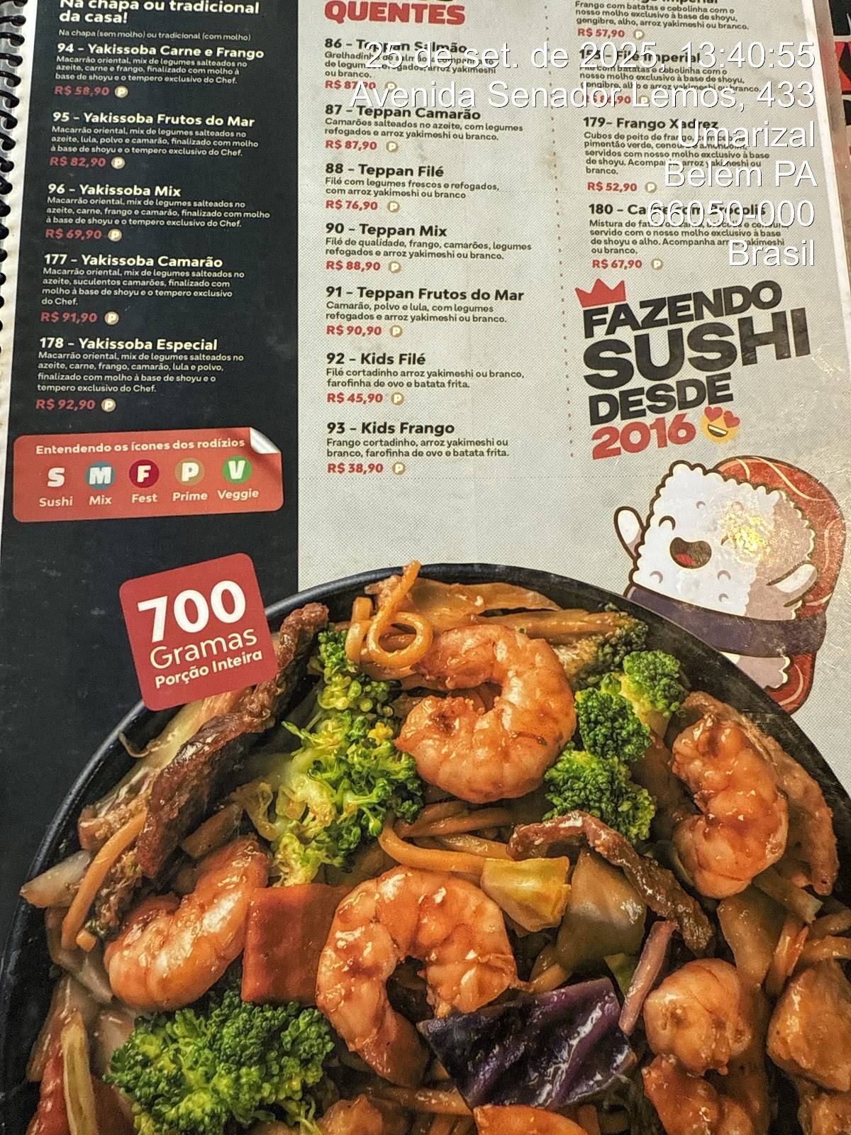 Sushi Boulevard Unidade Senador Lemos cardápio