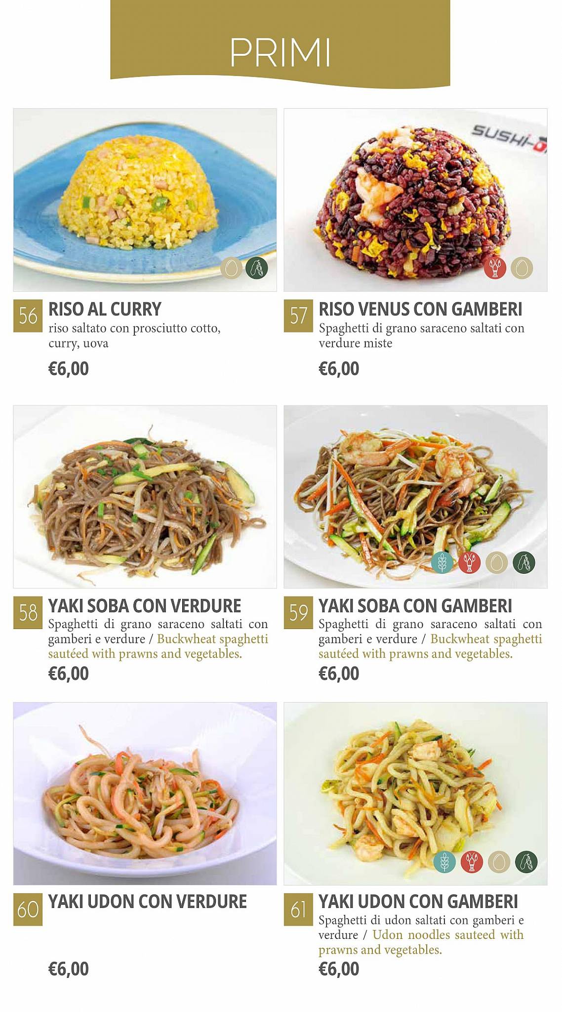 Menu di Sushi One Superior - Mantova 