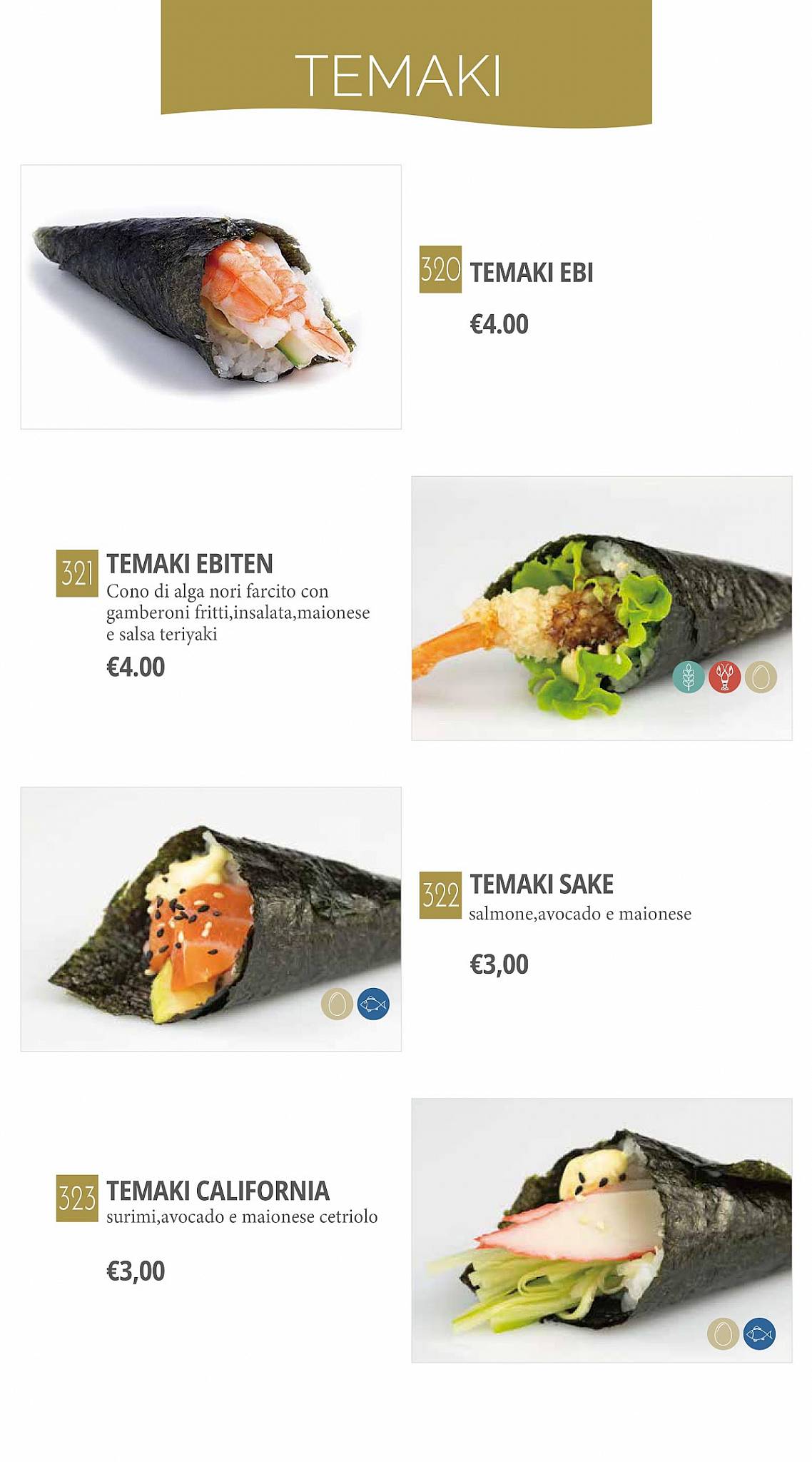 Menu di Sushi One Superior - Mantova 