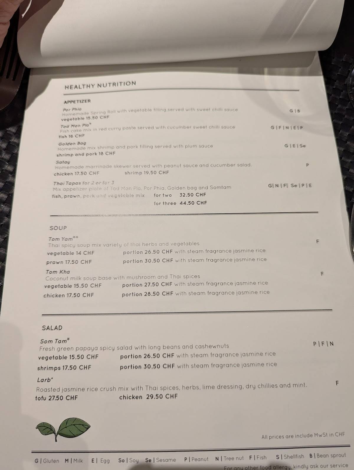 Menu di Sweet Basil 
